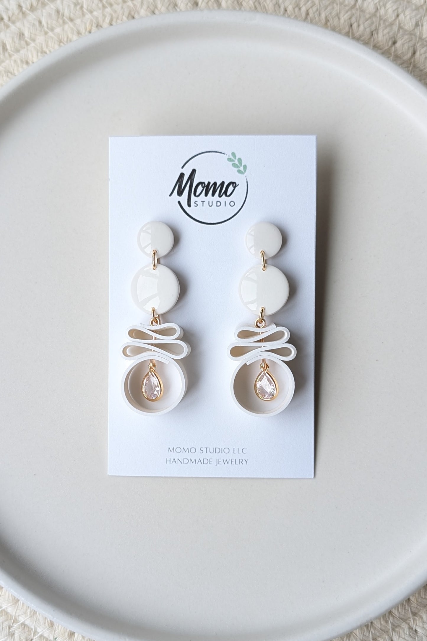 Dangle #6 - Ribbon Collection - WHITE + GOLD