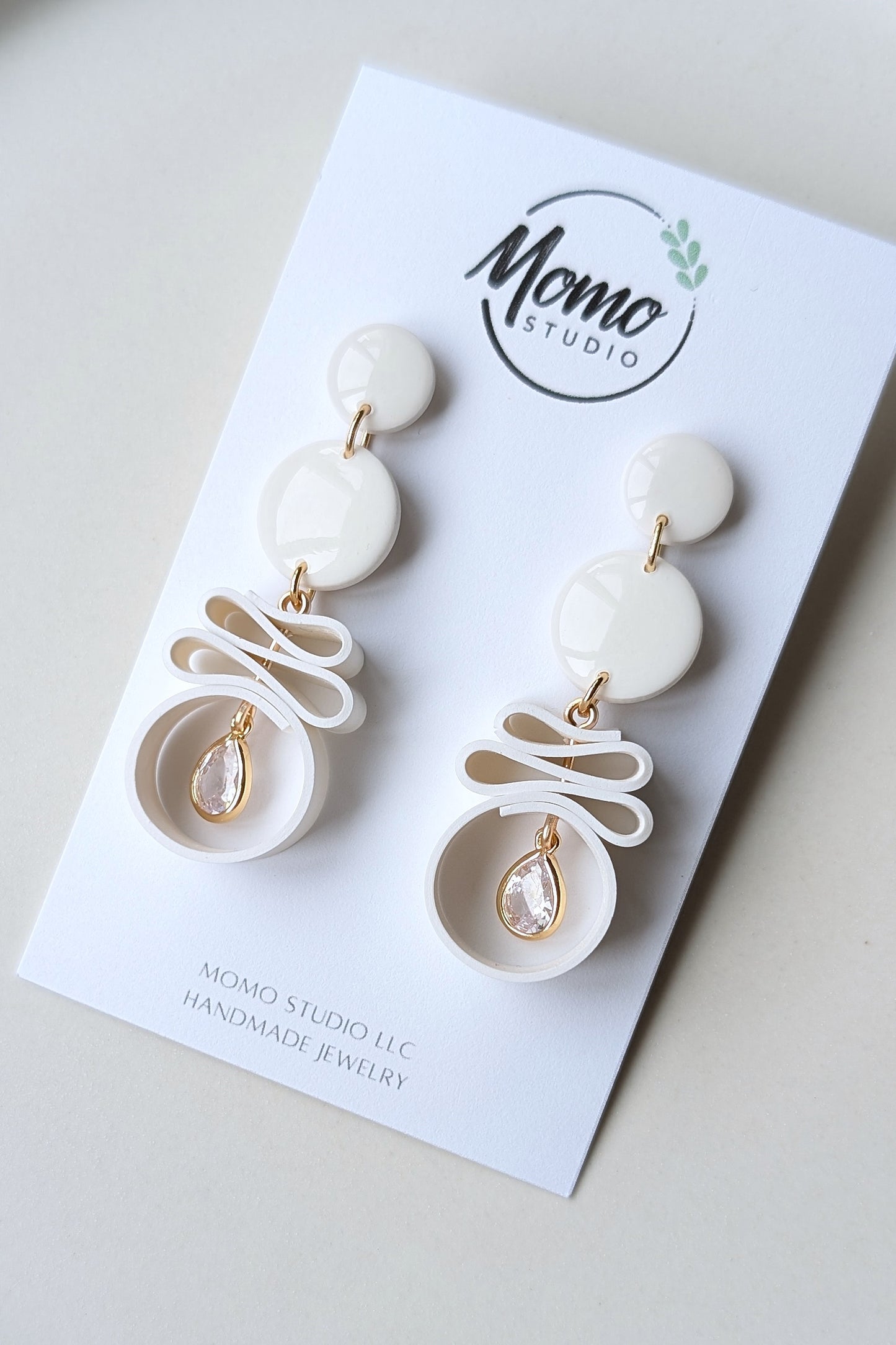 Dangle #6 - Ribbon Collection - WHITE + GOLD