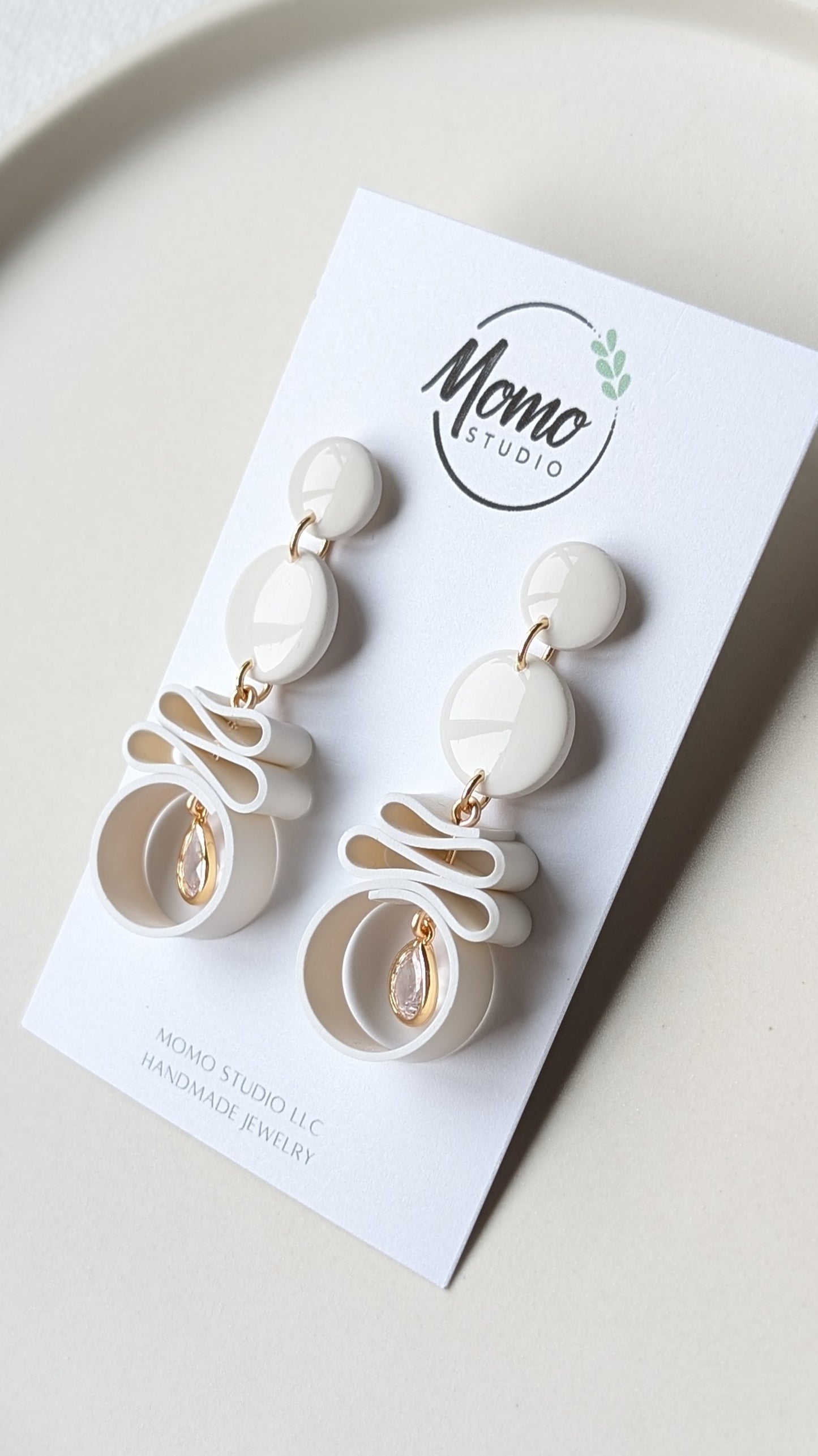 Dangle #6 - Ribbon Collection - WHITE + GOLD