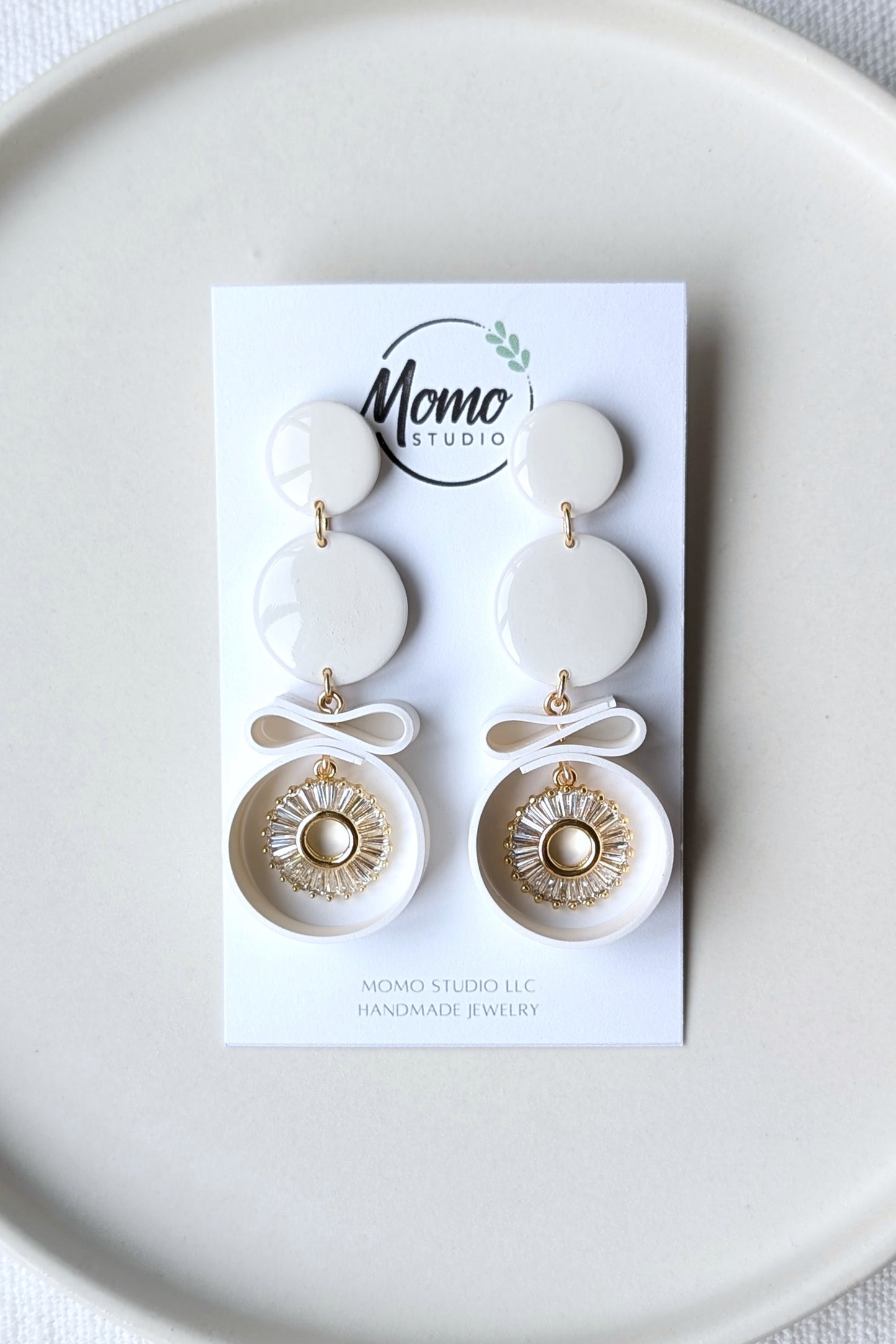 Dangle #7 - Ribbon Collection - WHITE + GOLD