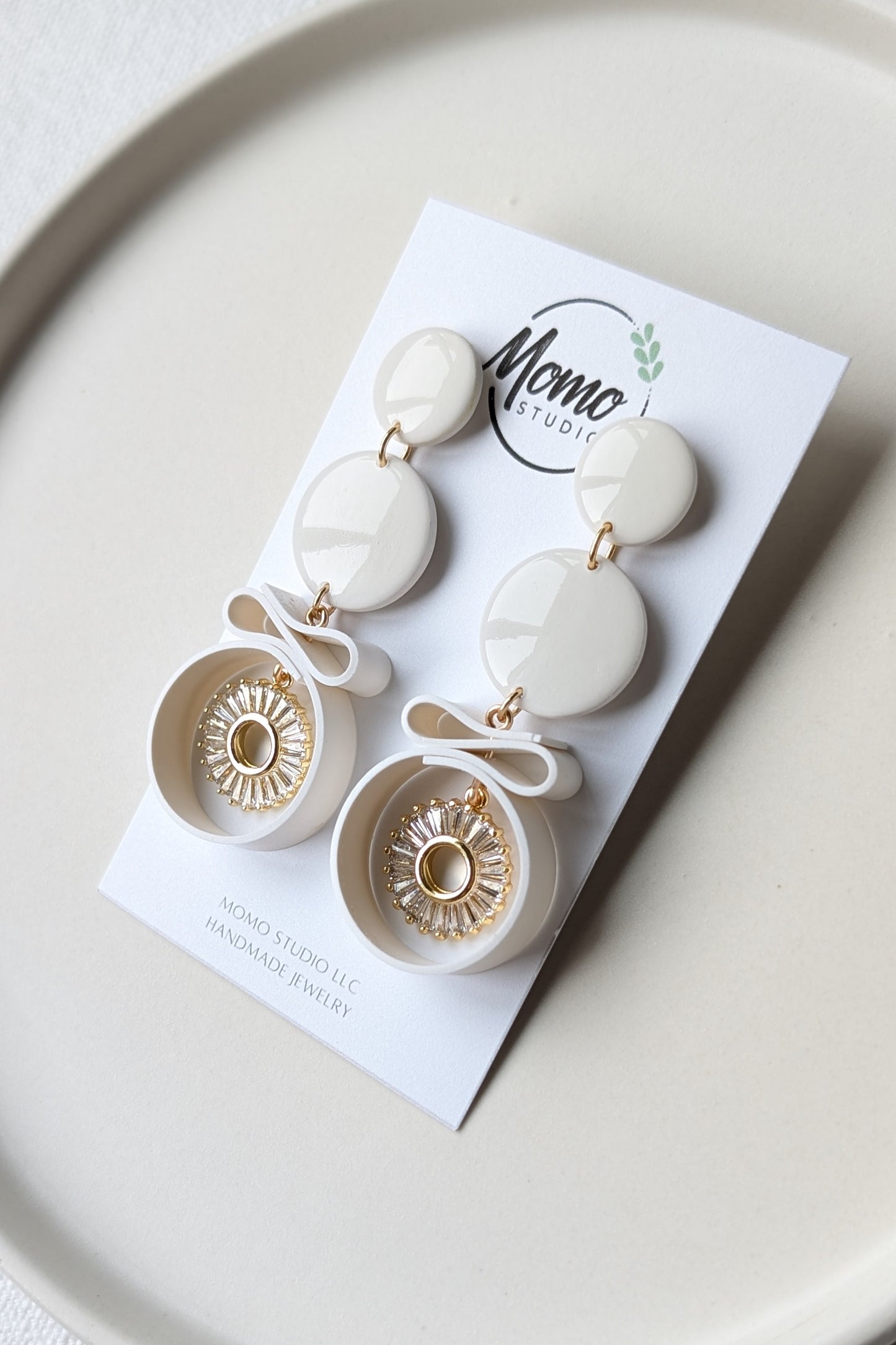 Dangle #7 - Ribbon Collection - WHITE + GOLD