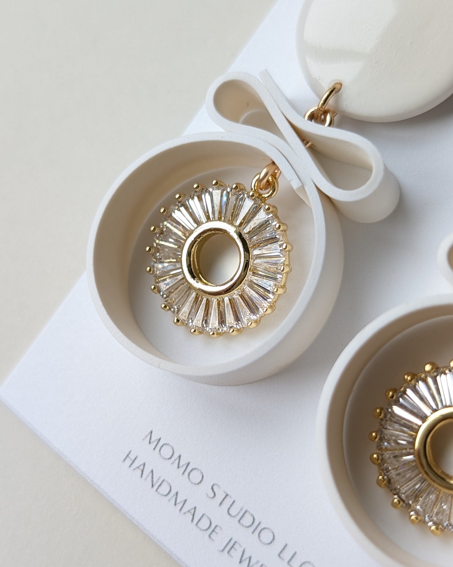 Dangle #7 - Ribbon Collection - WHITE + GOLD