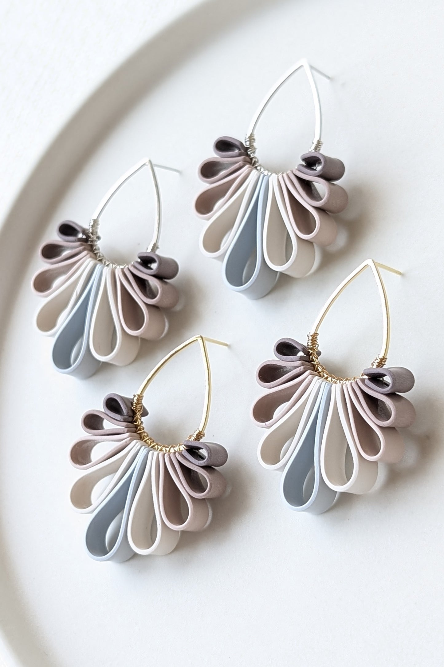 Statement Studs #1 - Ribbon Collection - Neutral Floral Palette #1 - GOLD