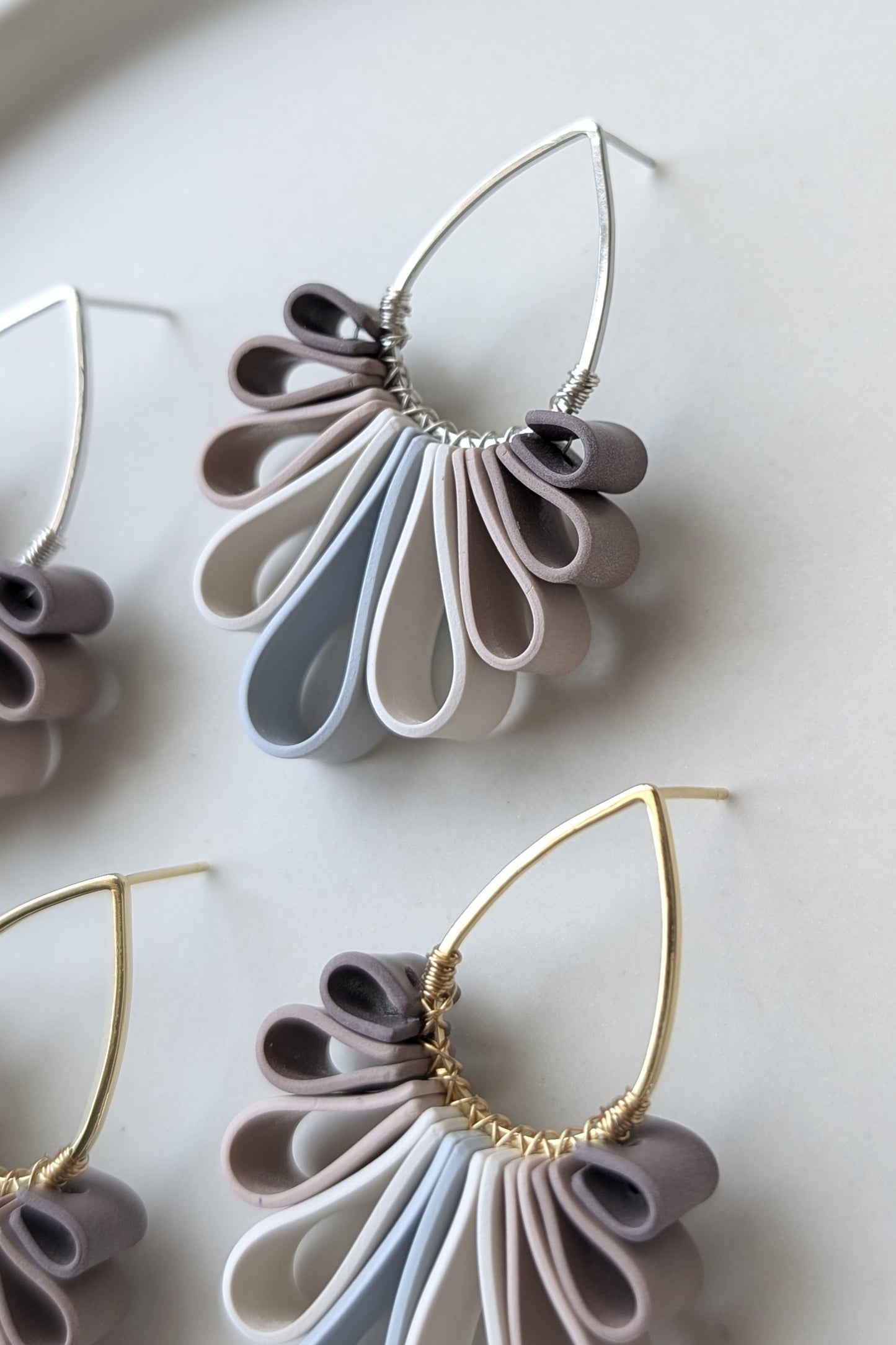Statement Studs #1 - Ribbon Collection - Neutral Floral Palette #1 - GOLD