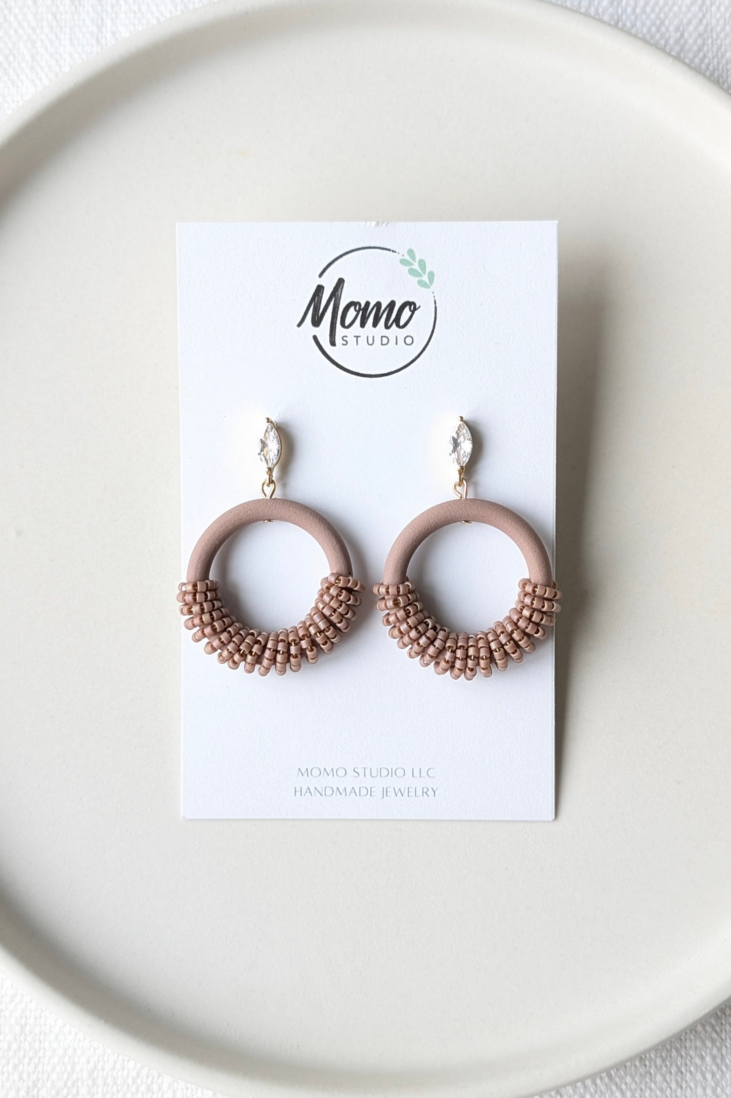 Beaded Hoops - Extruded Clay Collection - Neutral Floral Palette #1 EXTENDED - Clam Shell (GOLD)