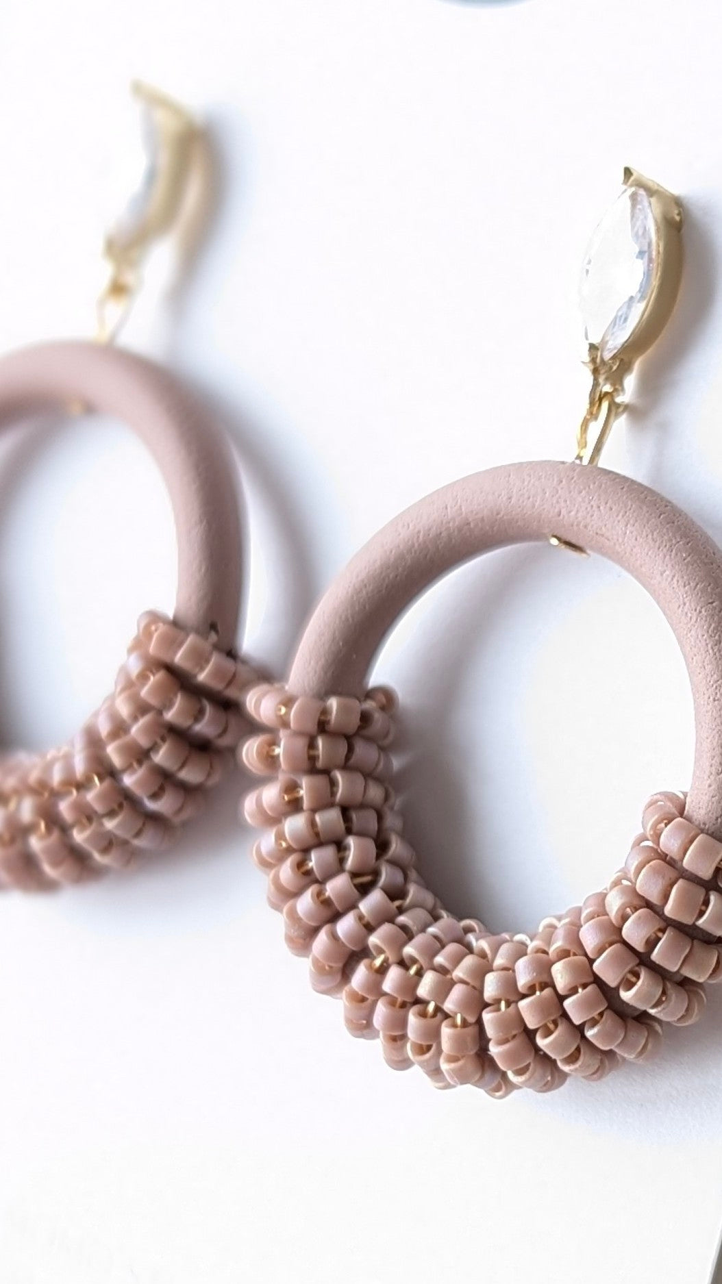 Beaded Hoops - Extruded Clay Collection - Neutral Floral Palette #1 EXTENDED - Clam Shell (GOLD)