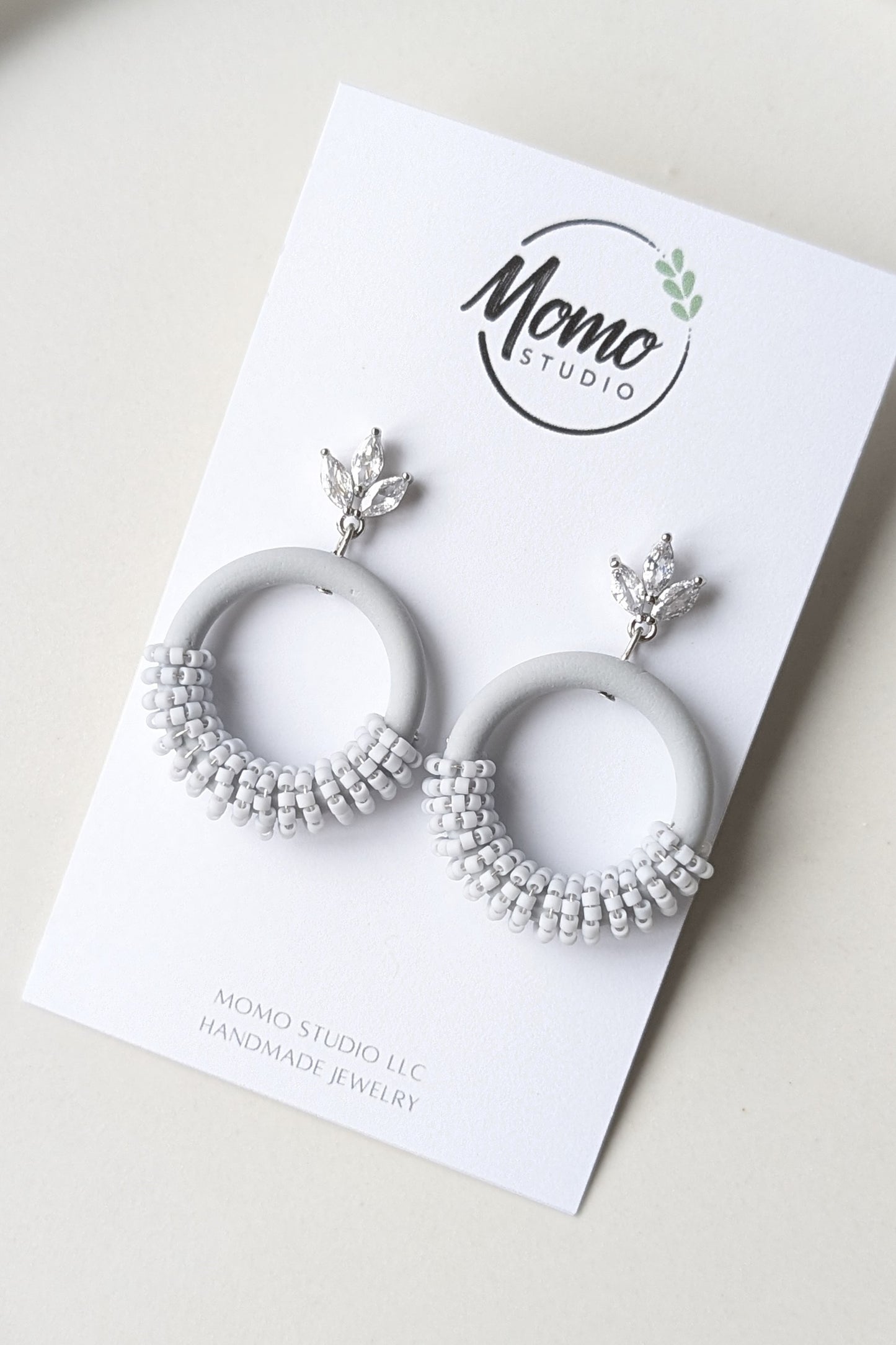Beaded Hoops - Extruded Clay Collection - Neutral Floral Palette #1 EXTENDED - Tiara (SILVER)