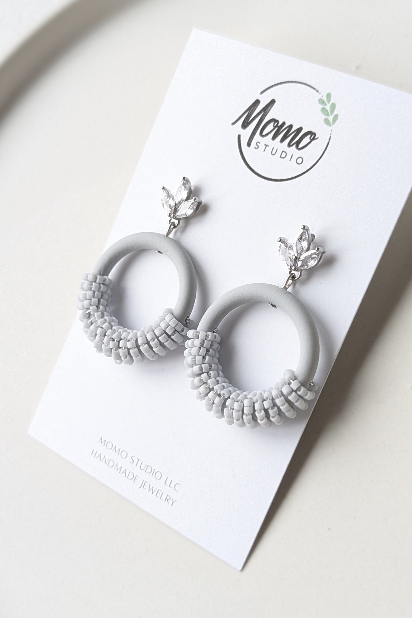 Beaded Hoops - Extruded Clay Collection - Neutral Floral Palette #1 EXTENDED - Tiara (SILVER)