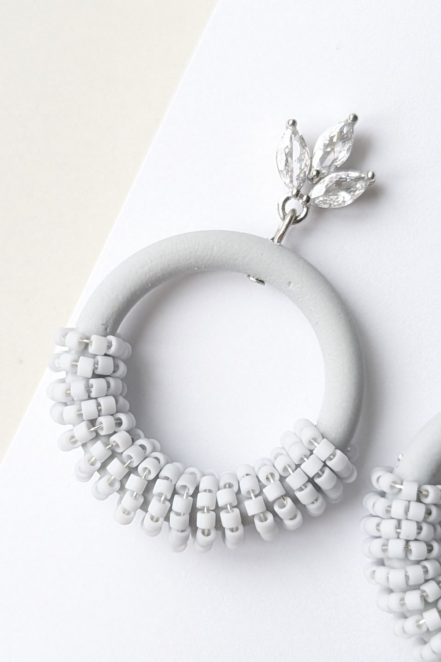 Beaded Hoops - Extruded Clay Collection - Neutral Floral Palette #1 EXTENDED - Tiara (SILVER)