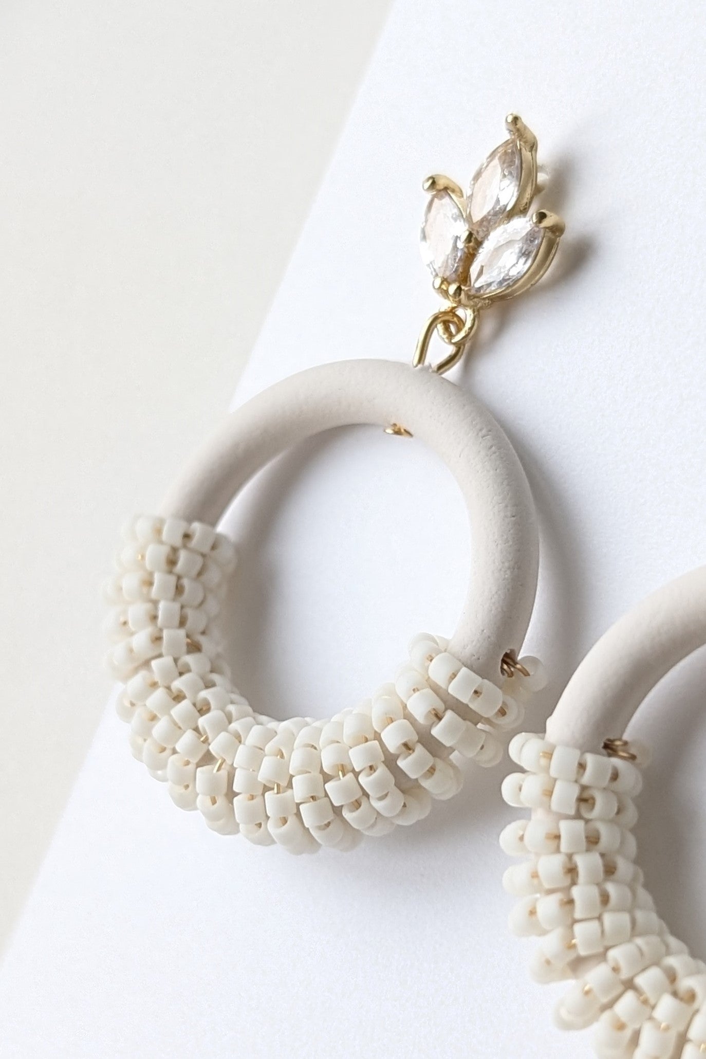 Beaded Hoops - Extruded Clay Collection - Neutral Floral Palette #1 EXTENDED - Cararra (GOLD)