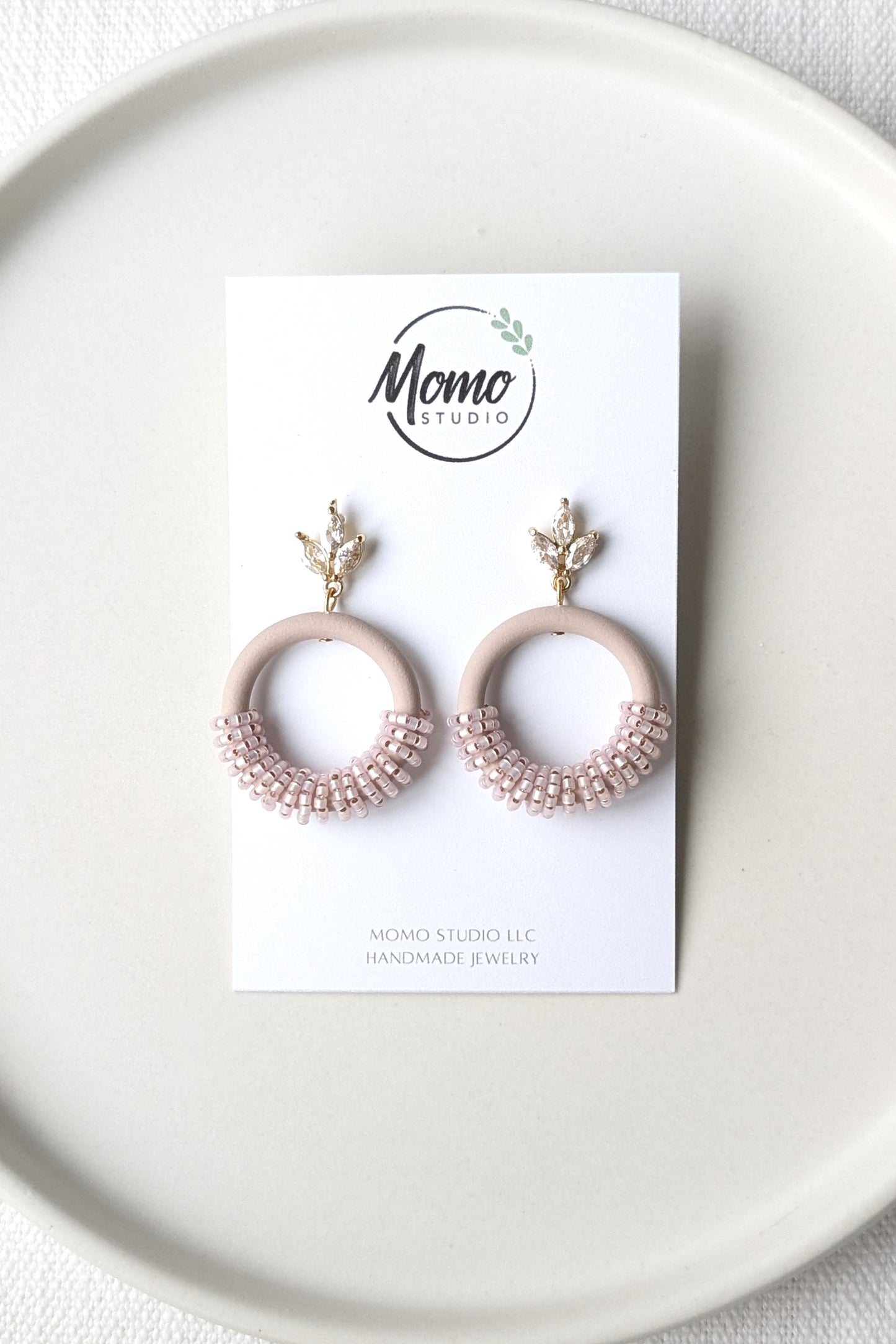 Beaded Hoops - Extruded Clay Collection - Neutral Floral Palette #1 EXTENDED - Wafer (GOLD)