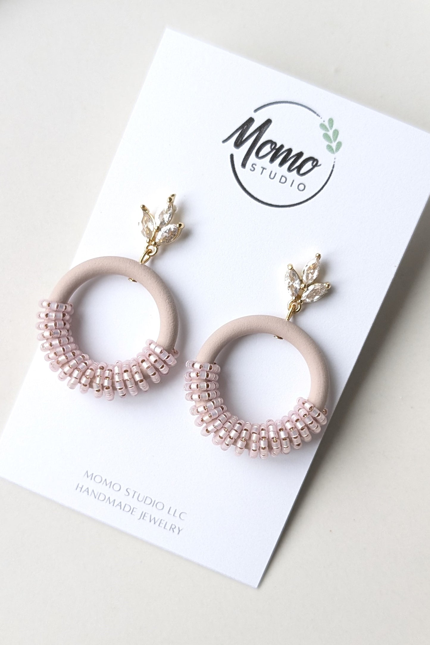 Beaded Hoops - Extruded Clay Collection - Neutral Floral Palette #1 EXTENDED - Wafer (GOLD)