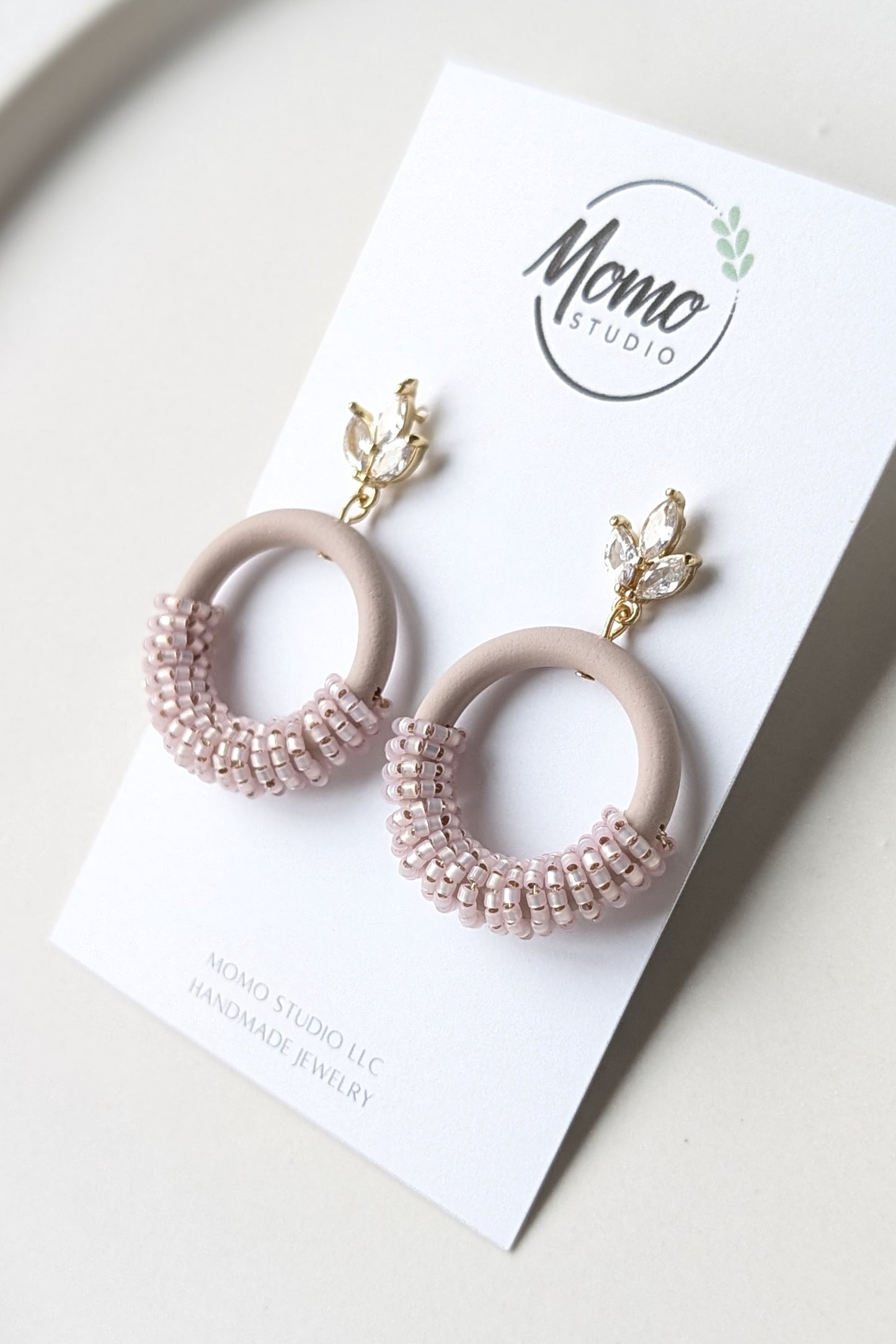 Beaded Hoops - Extruded Clay Collection - Neutral Floral Palette #1 EXTENDED - Wafer (GOLD)