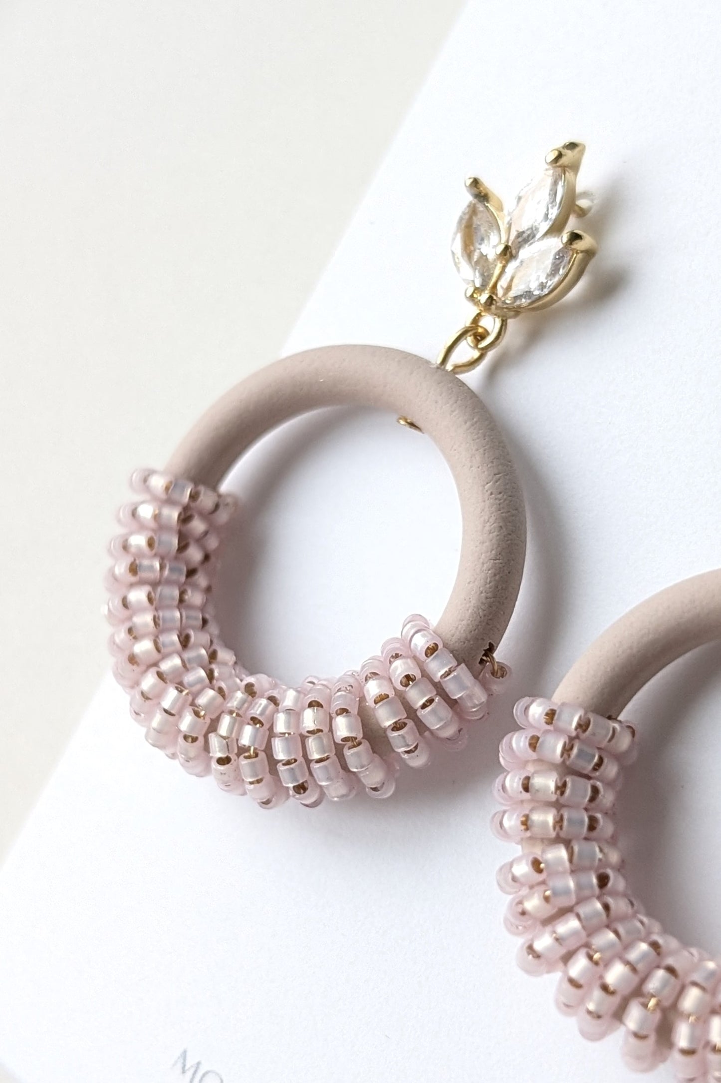 Beaded Hoops - Extruded Clay Collection - Neutral Floral Palette #1 EXTENDED - Wafer (GOLD)