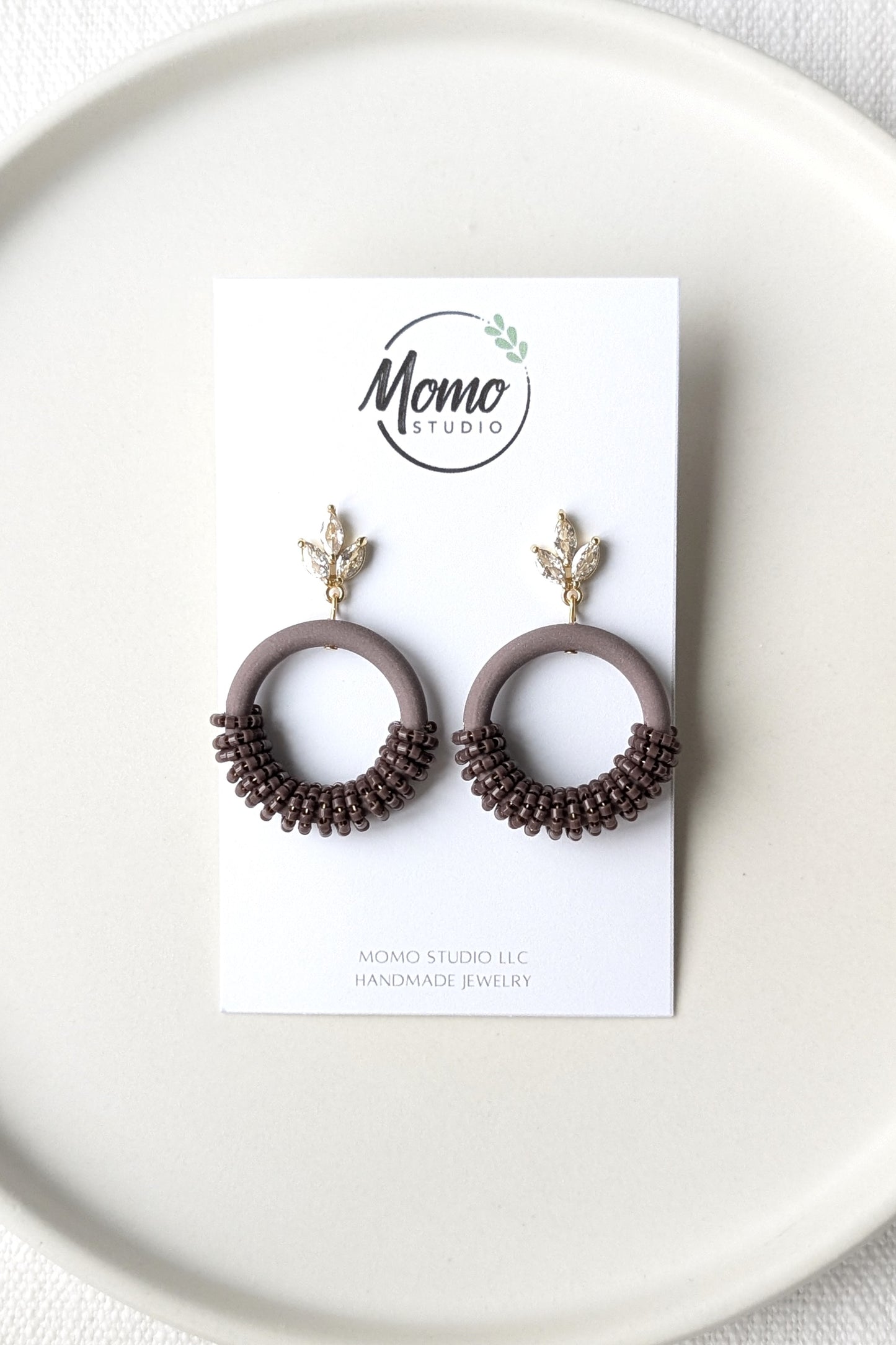 Beaded Hoops - Extruded Clay Collection - Neutral Floral Palette #1 EXTENDED - Bazaar (GOLD)