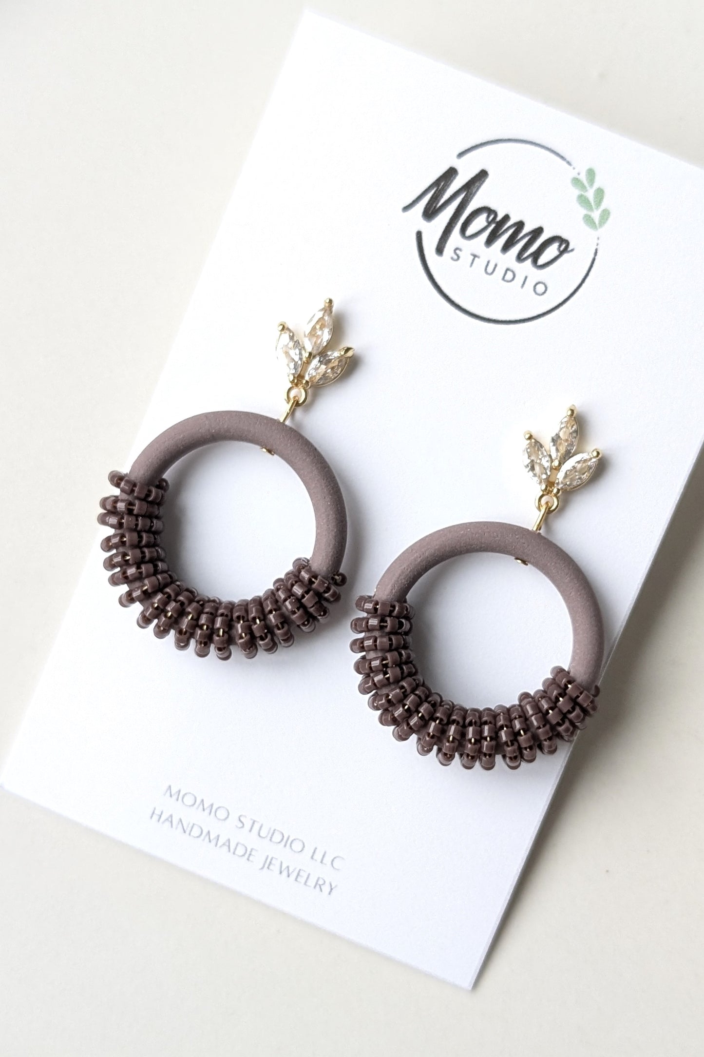 Beaded Hoops - Extruded Clay Collection - Neutral Floral Palette #1 EXTENDED - Bazaar (GOLD)