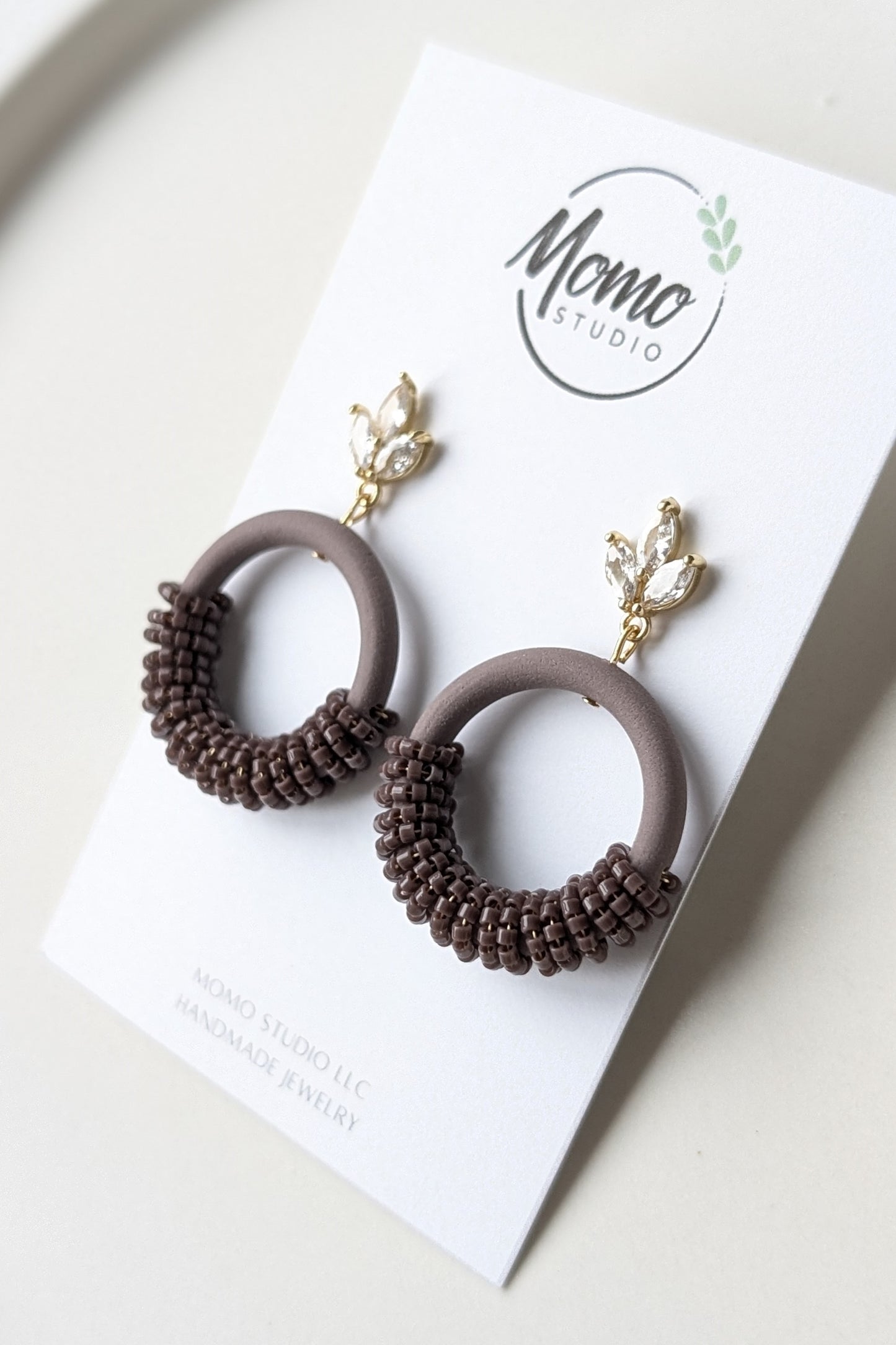 Beaded Hoops - Extruded Clay Collection - Neutral Floral Palette #1 EXTENDED - Bazaar (GOLD)