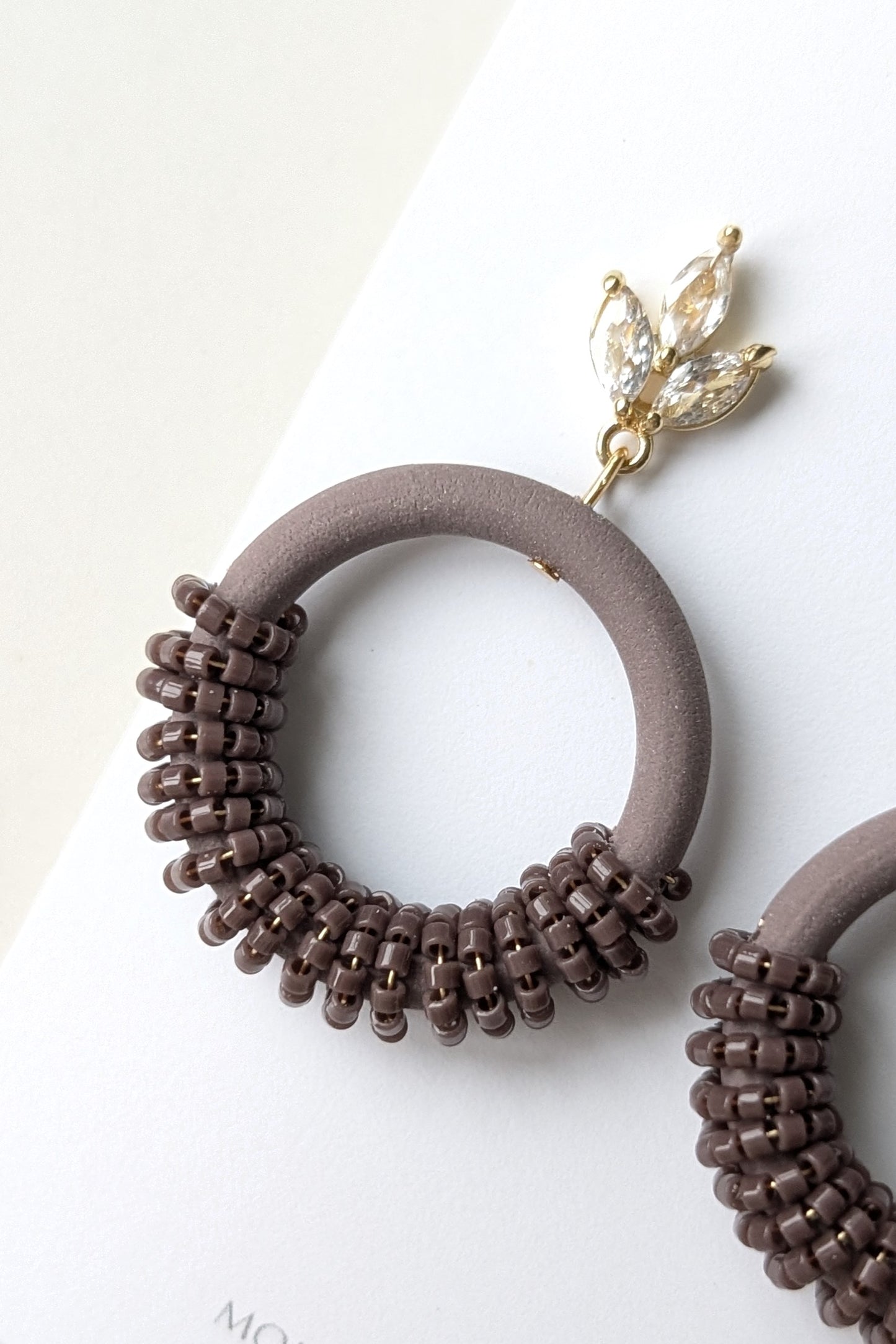 Beaded Hoops - Extruded Clay Collection - Neutral Floral Palette #1 EXTENDED - Bazaar (GOLD)