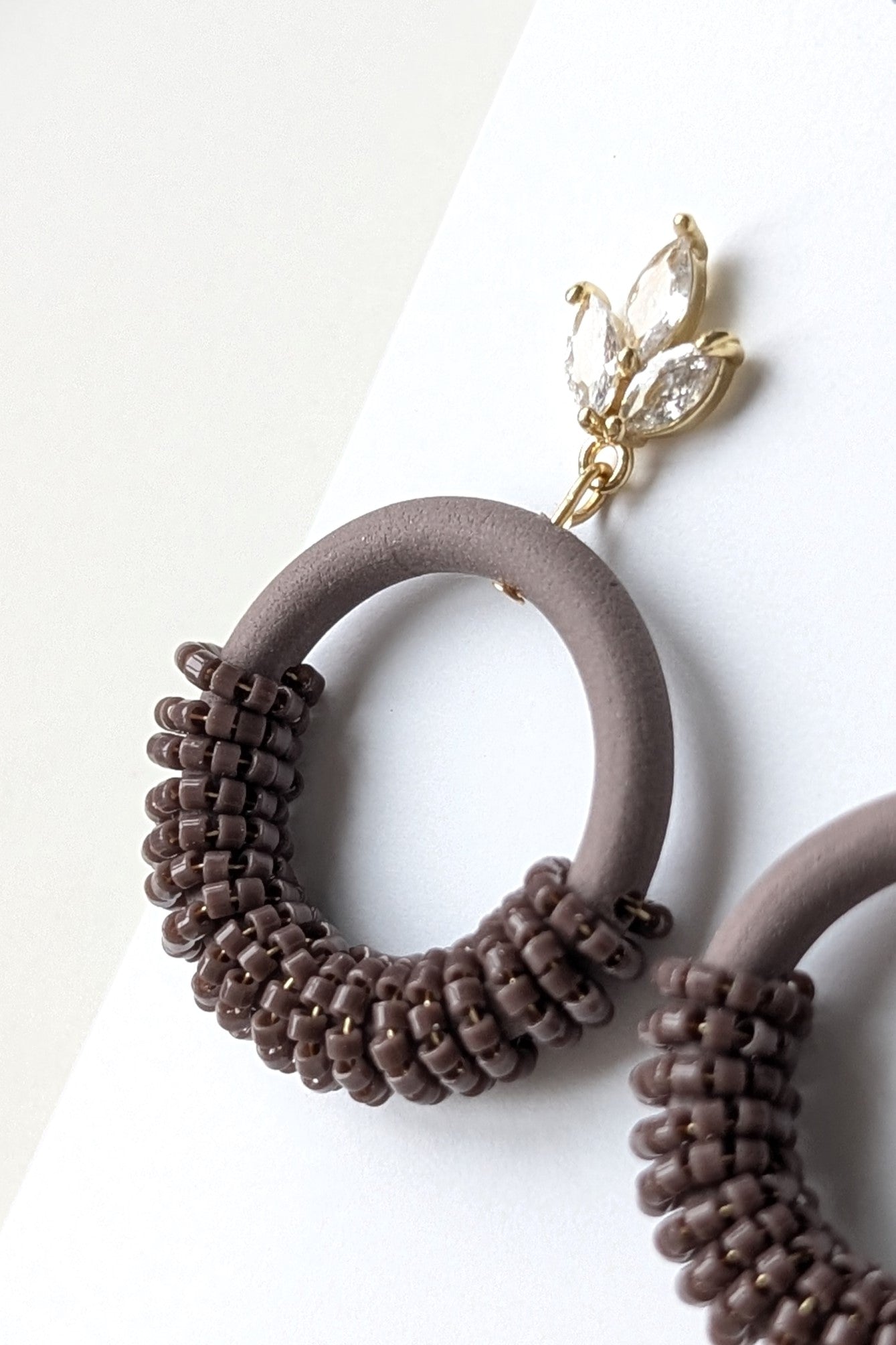 Beaded Hoops - Extruded Clay Collection - Neutral Floral Palette #1 EXTENDED - Bazaar (GOLD)