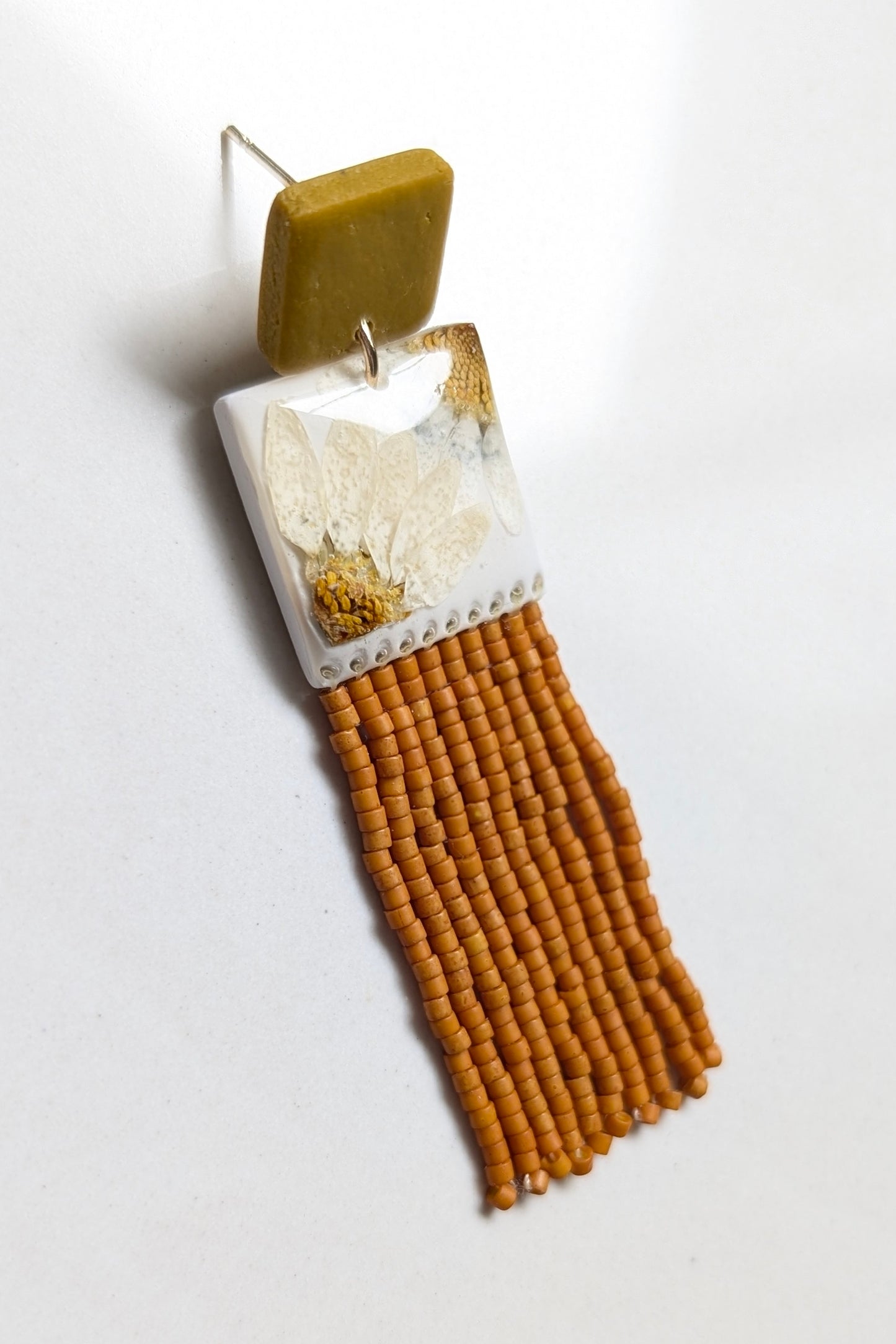 Dangles #1 - CLAY + MIYUKI BEADS + DRY FLOWERS COLLECTION