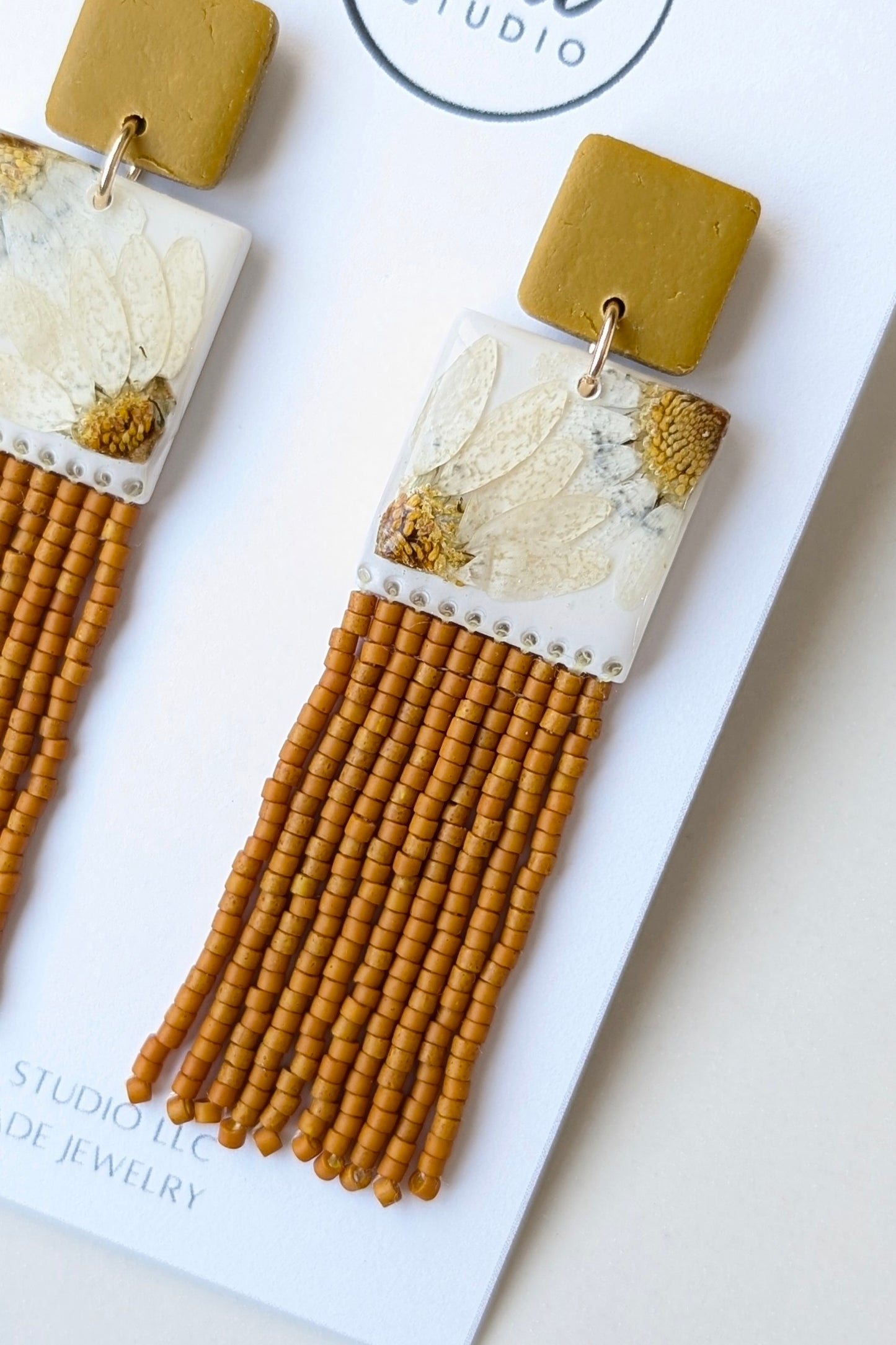 Dangles #1 - CLAY + MIYUKI BEADS + DRY FLOWERS COLLECTION