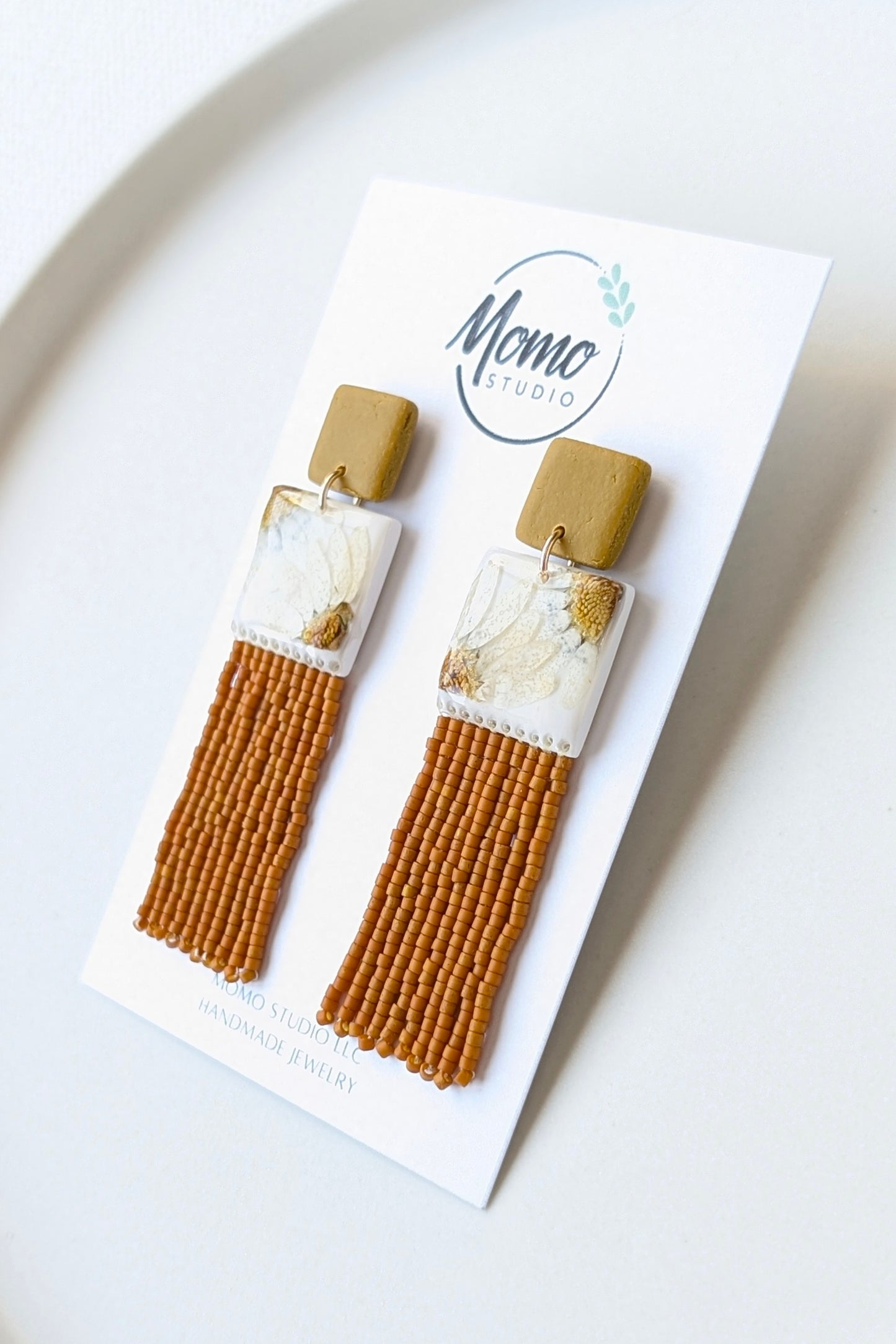 Dangles #1 - CLAY + MIYUKI BEADS + DRY FLOWERS COLLECTION