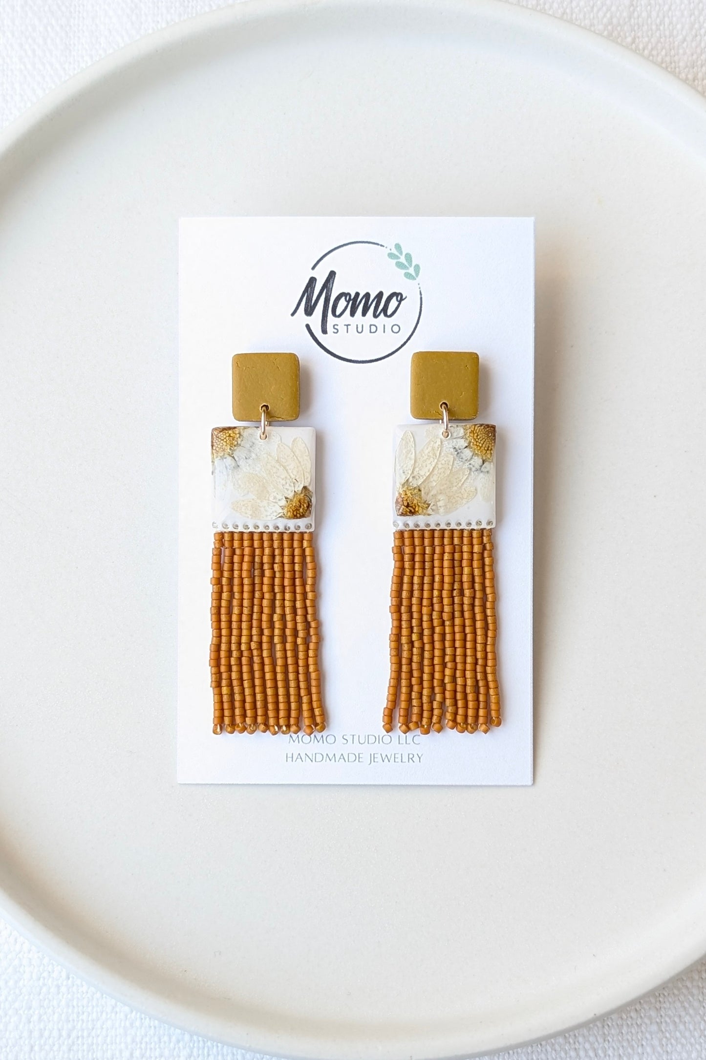 Dangles #1 - CLAY + MIYUKI BEADS + DRY FLOWERS COLLECTION