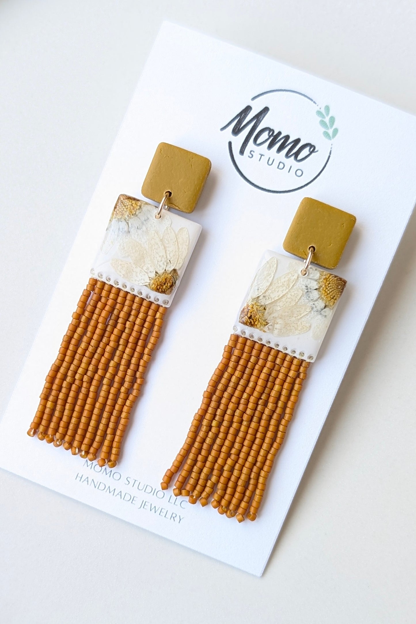 Dangles #1 - CLAY + MIYUKI BEADS + DRY FLOWERS COLLECTION