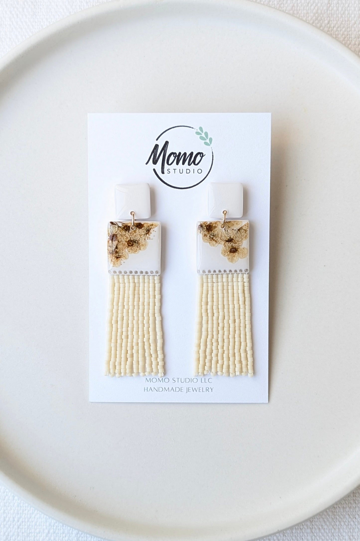 Dangles #3 - CLAY + MIYUKI BEADS + DRY FLOWERS COLLECTION