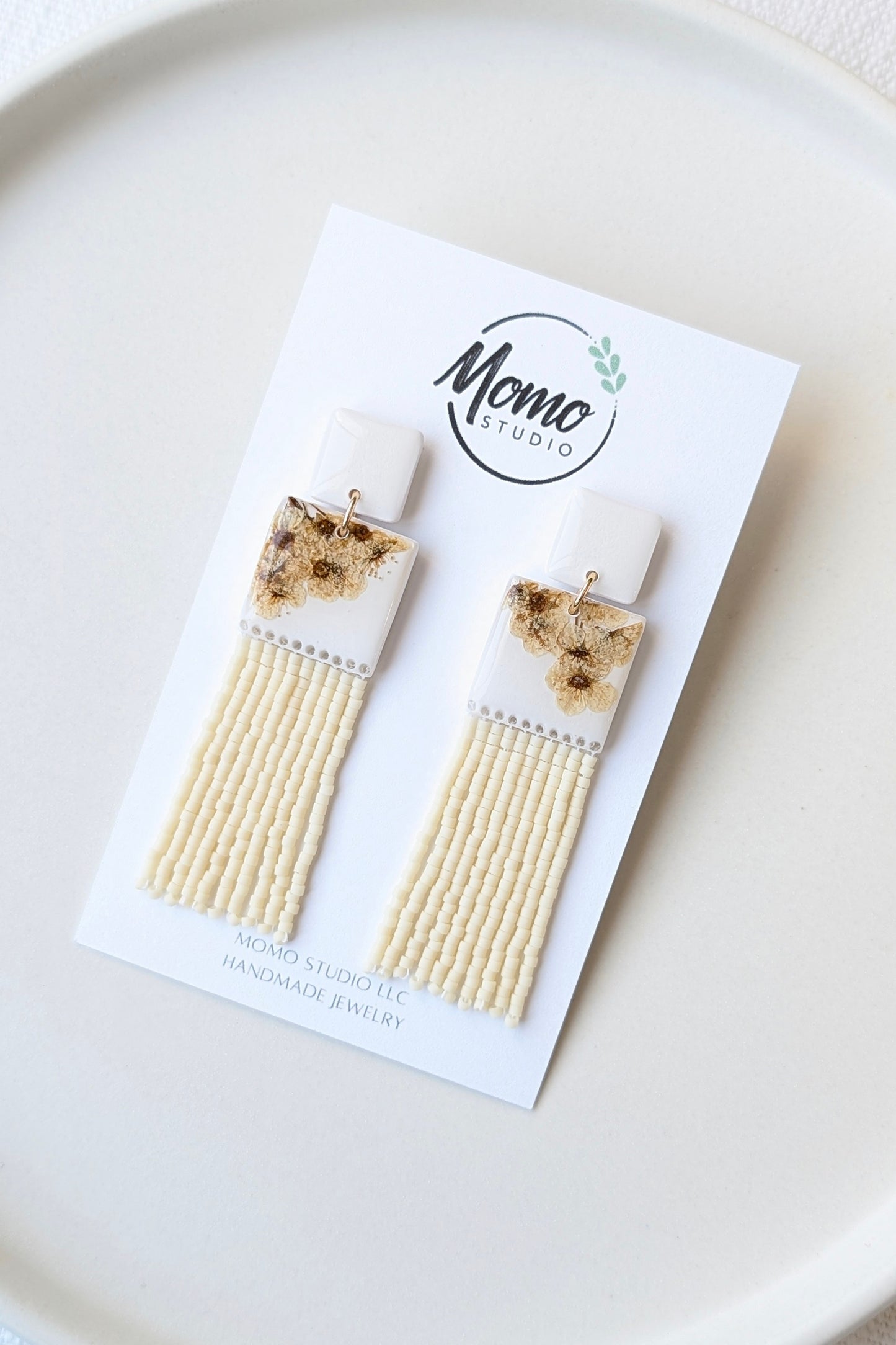 Dangles #3 - CLAY + MIYUKI BEADS + DRY FLOWERS COLLECTION