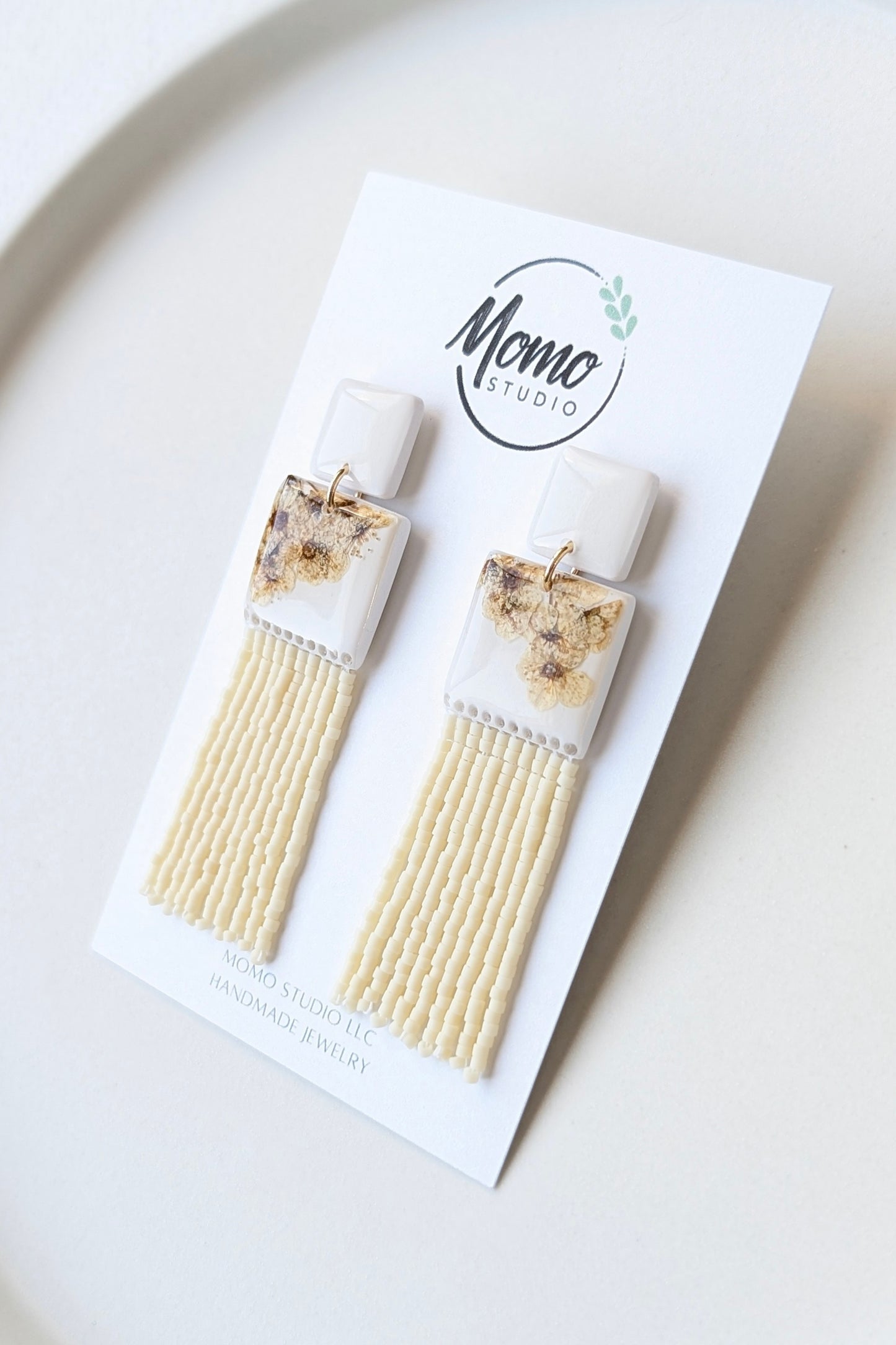 Dangles #3 - CLAY + MIYUKI BEADS + DRY FLOWERS COLLECTION