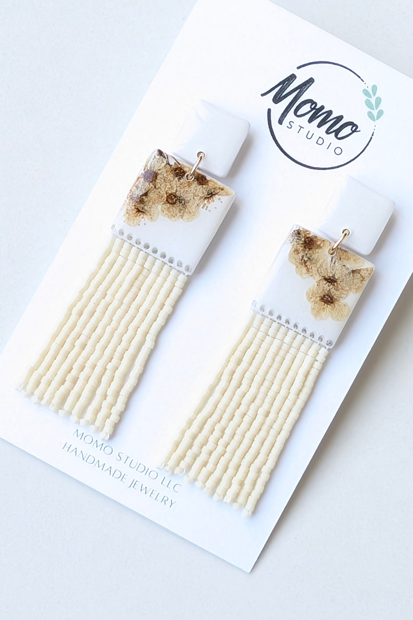 Dangles #3 - CLAY + MIYUKI BEADS + DRY FLOWERS COLLECTION