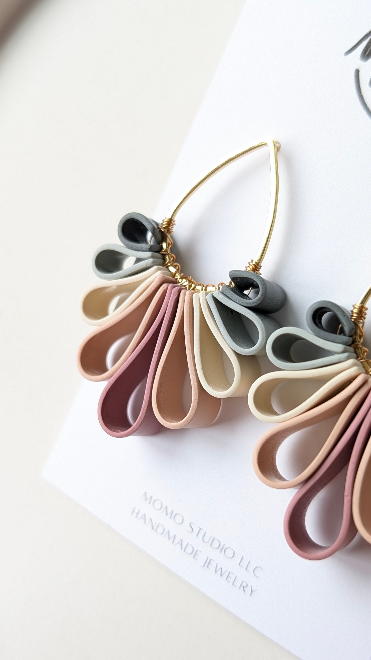 Statement Studs - Ribbon Collection - Spring Flowers Palette #1 + "Gunsmoke"