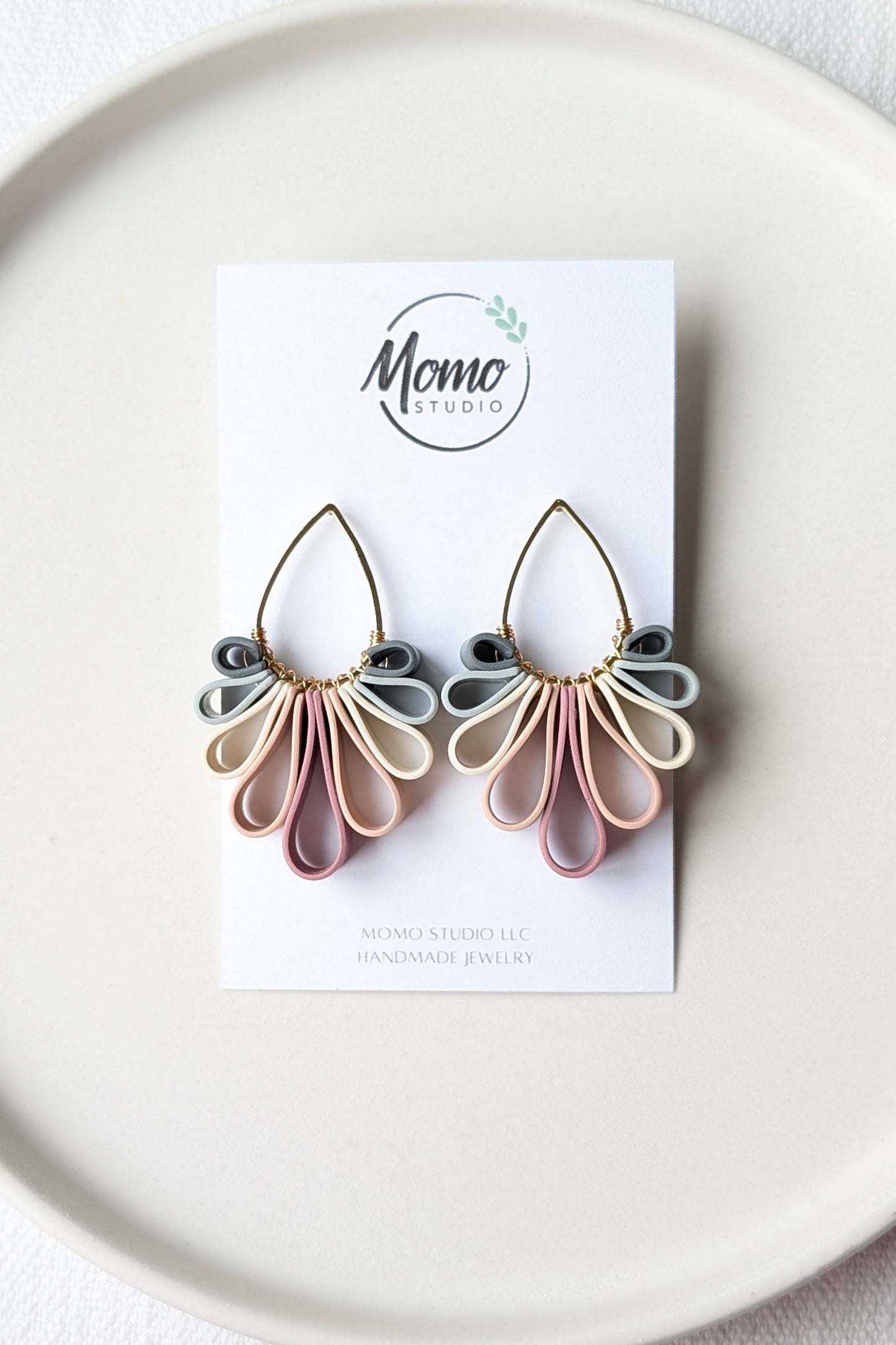 Statement Studs - Ribbon Collection - Spring Flowers Palette #1 + "Gunsmoke"