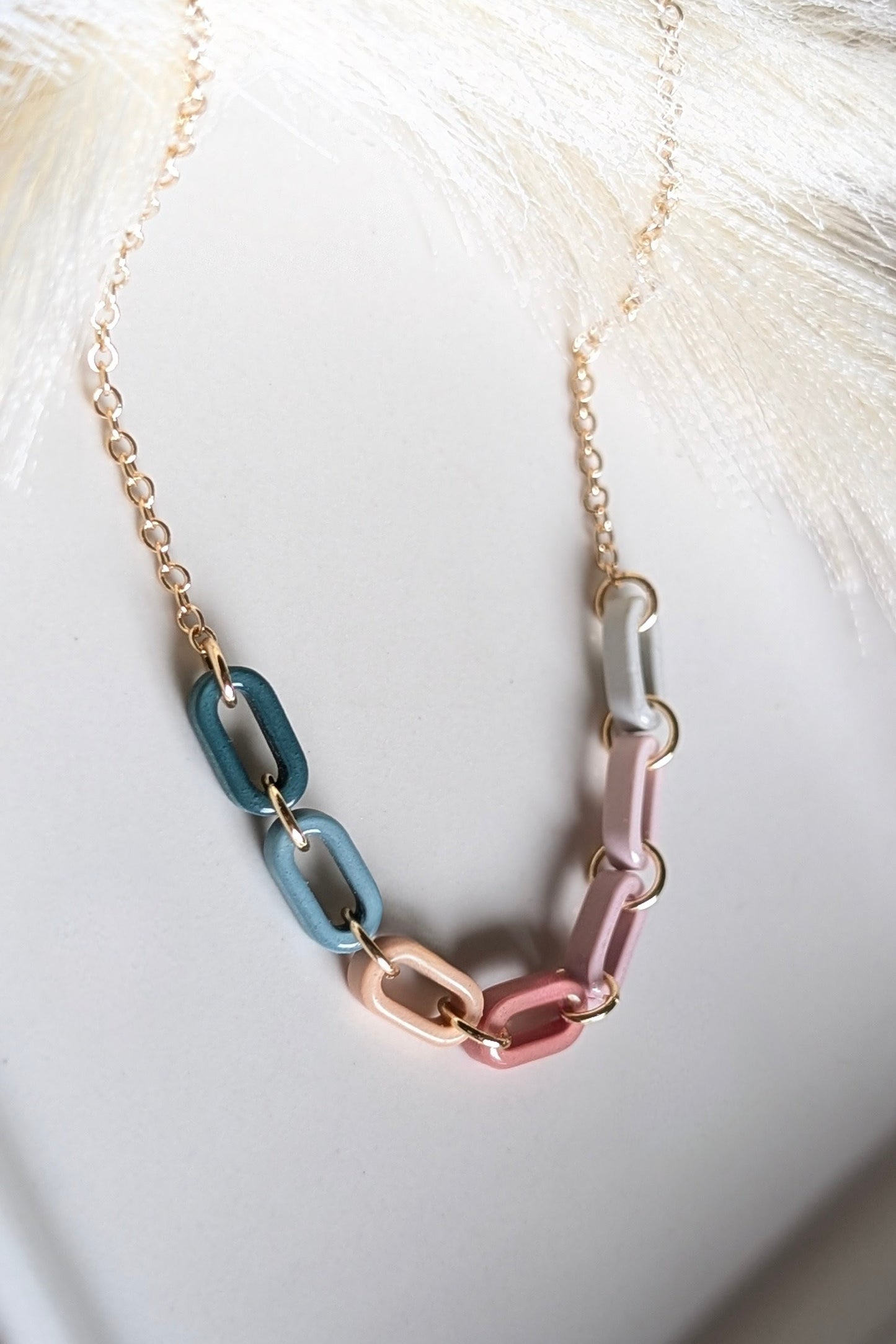 GOLD FILLED REVERSIBLE NECKLACE - CHAIN LINKS - QUARTZ PALETTE EXTENDED