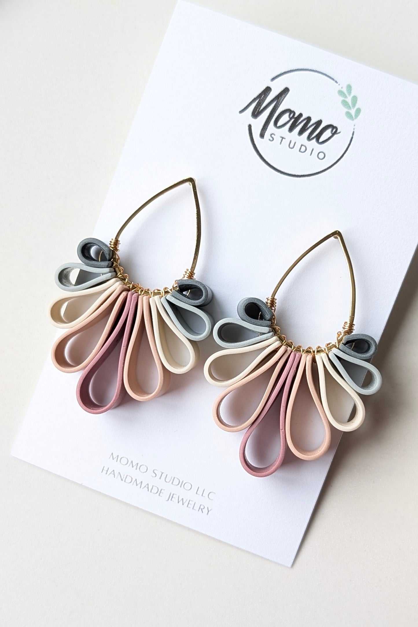 Statement Studs - Ribbon Collection - Spring Flowers Palette #1 + "Gunsmoke"