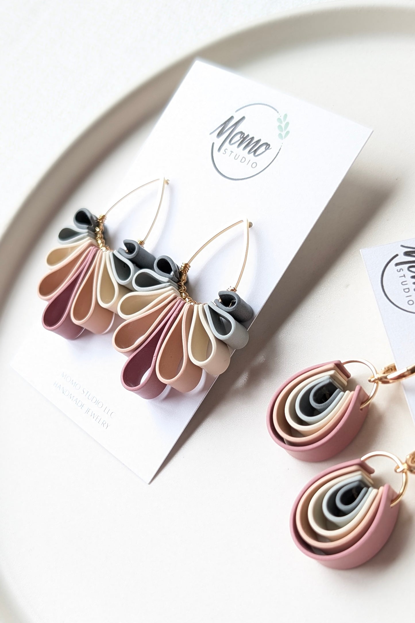 Statement Studs - Ribbon Collection - Spring Flowers Palette #1 + "Gunsmoke"