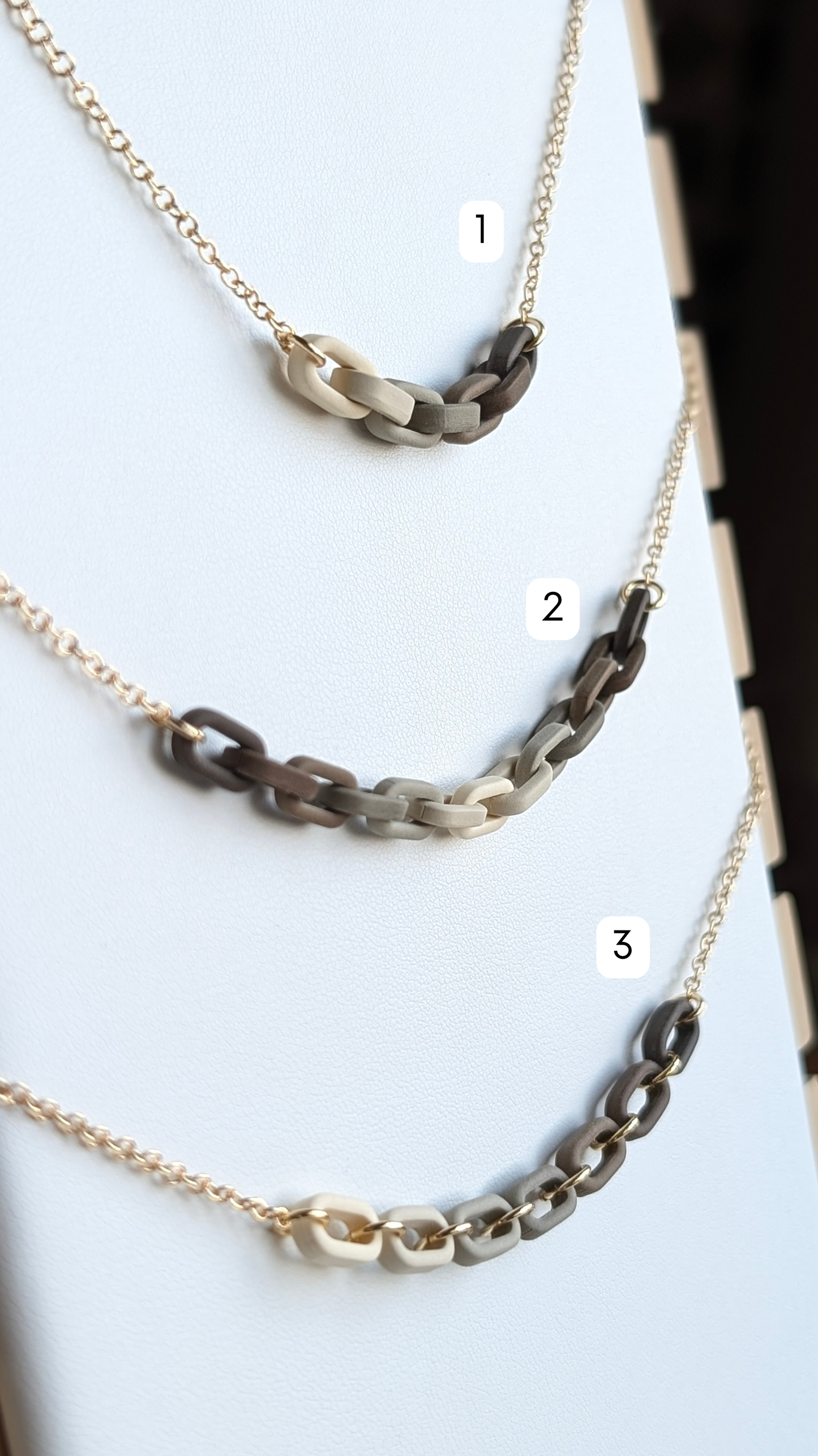 GOLD FILLED NECKLACES - CHAIN LINKS - BROWN TONES