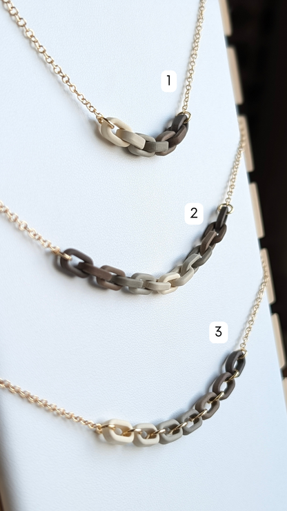 GOLD FILLED NECKLACES - CHAIN LINKS - BROWN TONES