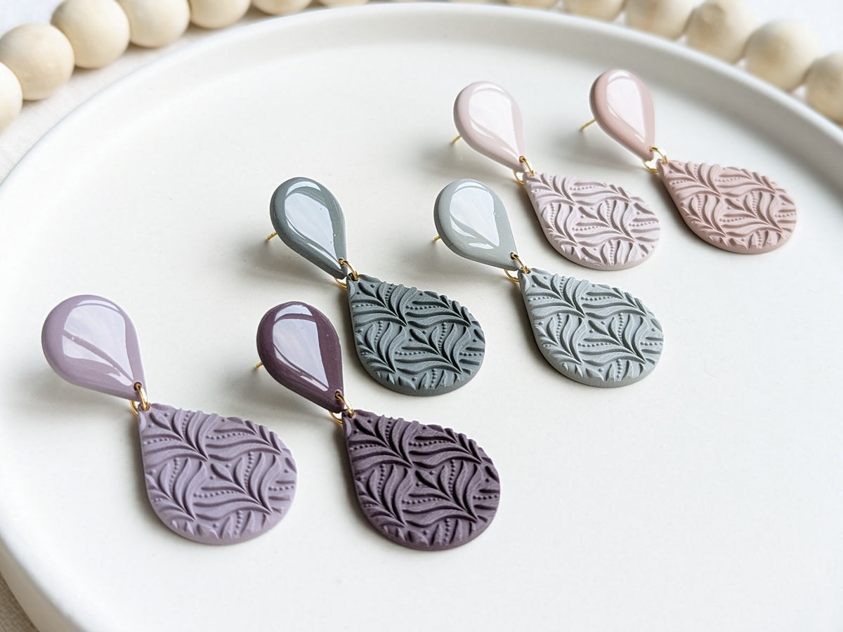 DANGLES #2 - Double Teardrop + Texture - Pebbles Palette #1