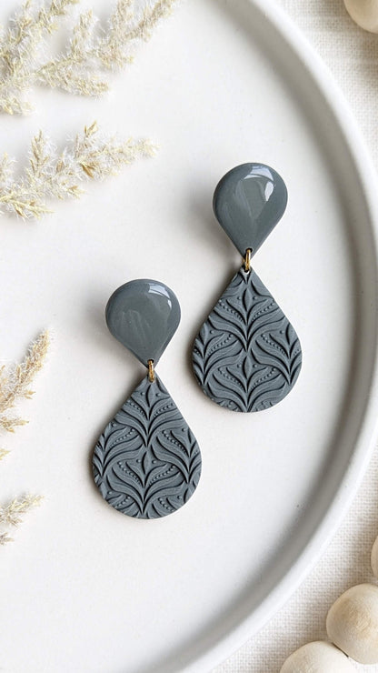 DANGLES #2 - Double Teardrop + Texture - Pebbles Palette #1