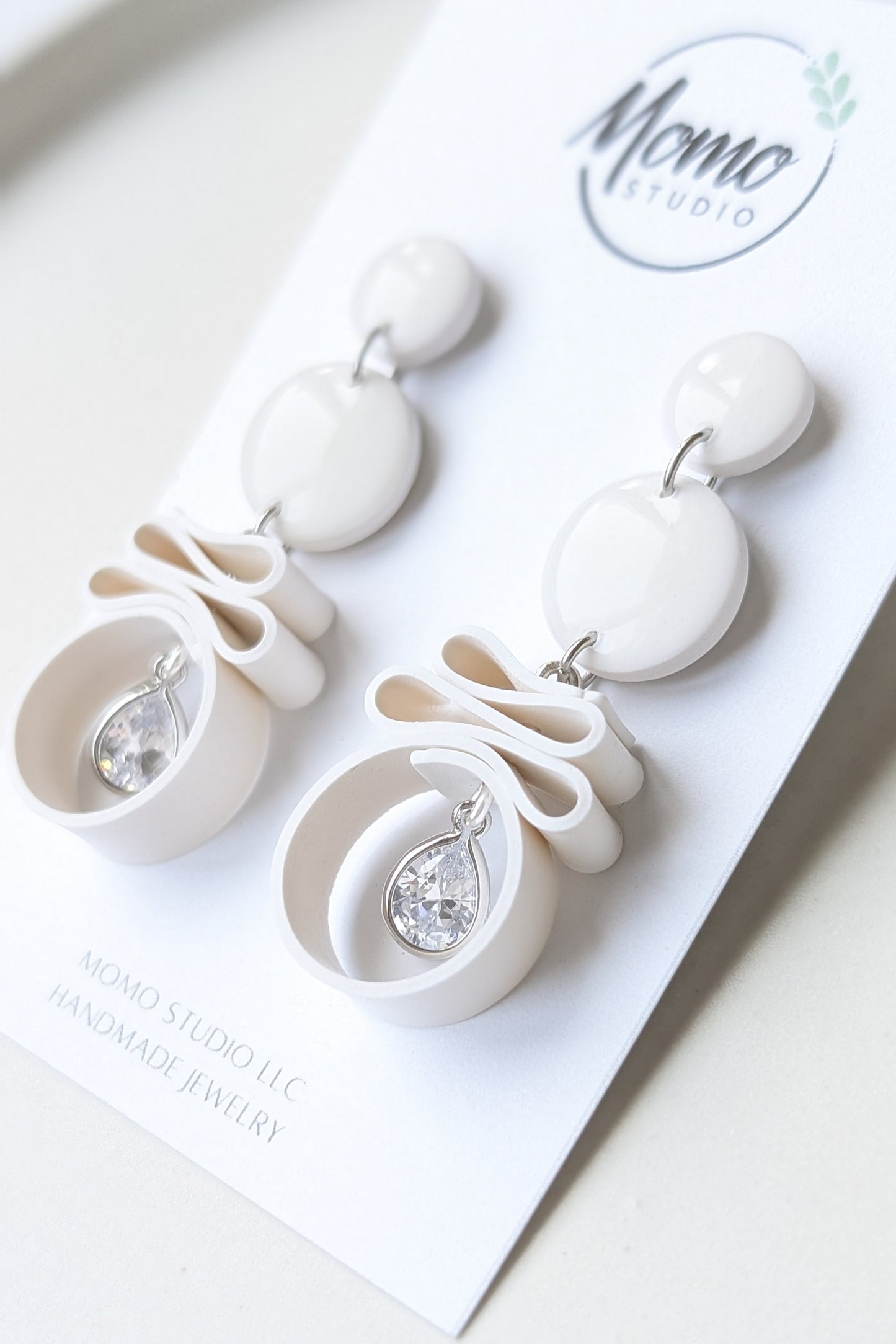 Dangle #6 - Ribbon Collection - WHITE + SILVER