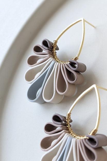 Statement Studs #1 - Ribbon Collection - Neutral Floral Palette #1 - GOLD