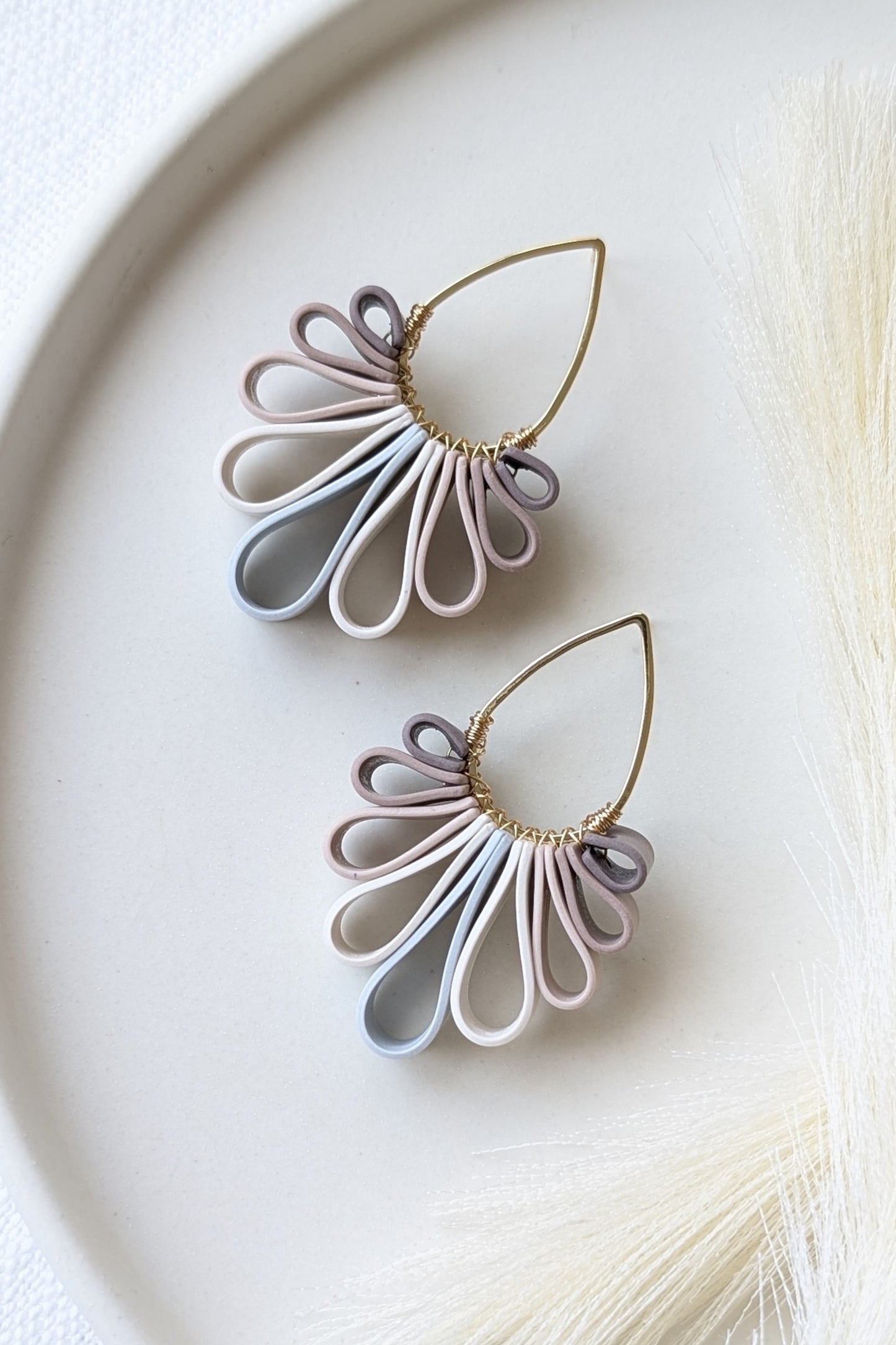 Statement Studs #1 - Ribbon Collection - Neutral Floral Palette #1 - GOLD