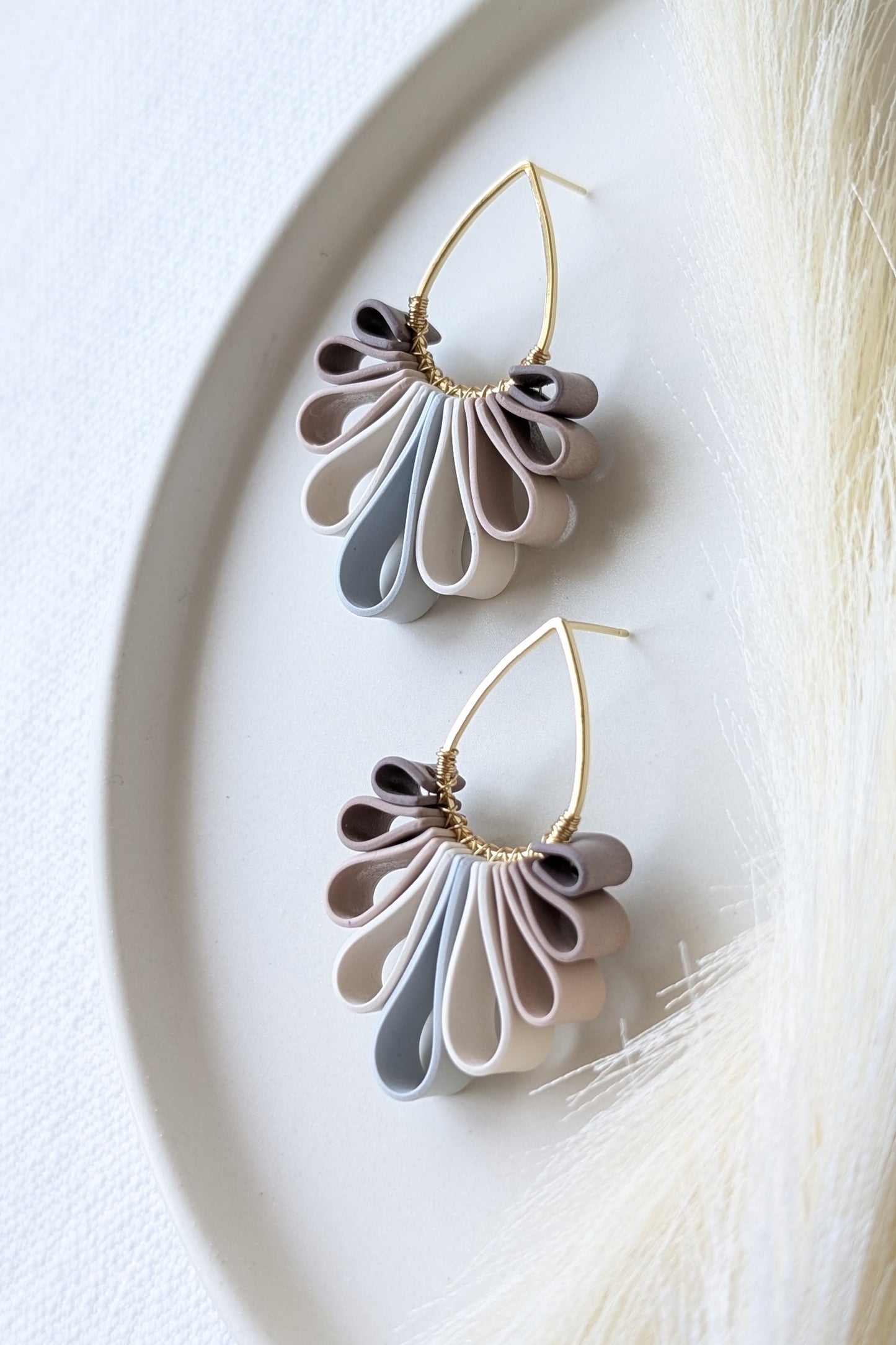 Statement Studs #1 - Ribbon Collection - Neutral Floral Palette #1 - GOLD