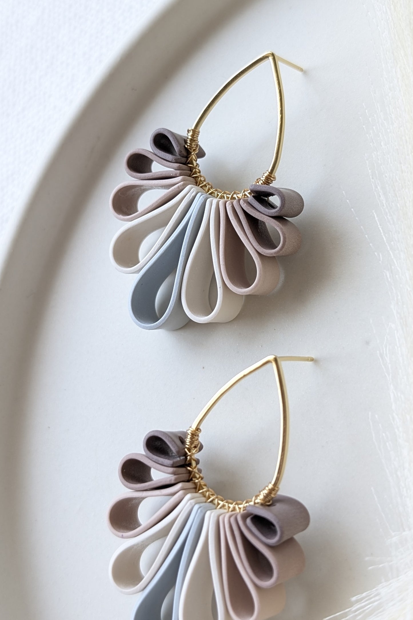 Statement Studs #1 - Ribbon Collection - Neutral Floral Palette #1 - GOLD