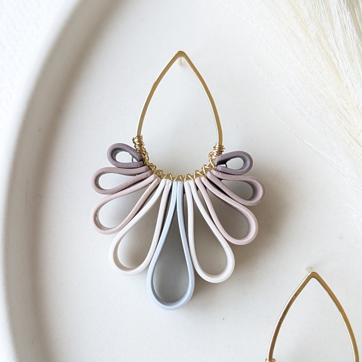 Statement Studs #1 - Ribbon Collection - Neutral Floral Palette #1 - GOLD