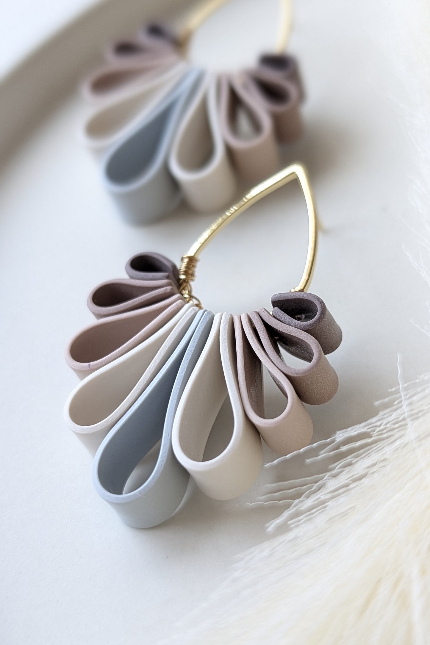 Statement Studs #1 - Ribbon Collection - Neutral Floral Palette #1 - GOLD