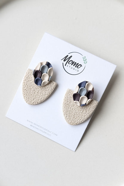 Statement Studs #1 - Pushed Clay Slab - Ink Palette #1