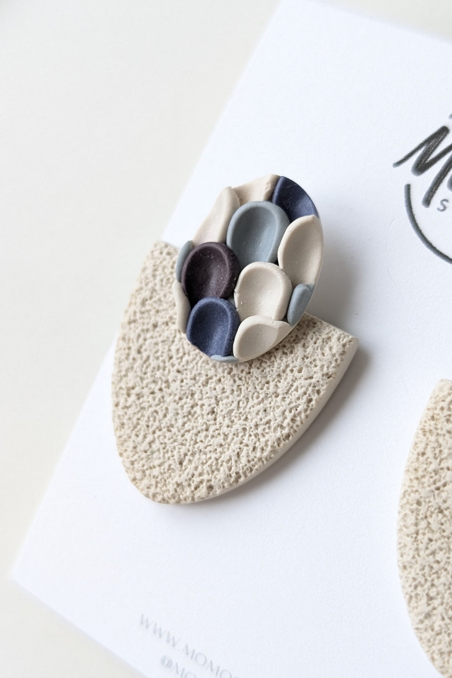 Statement Studs #1 - Pushed Clay Slab - Ink Palette #1